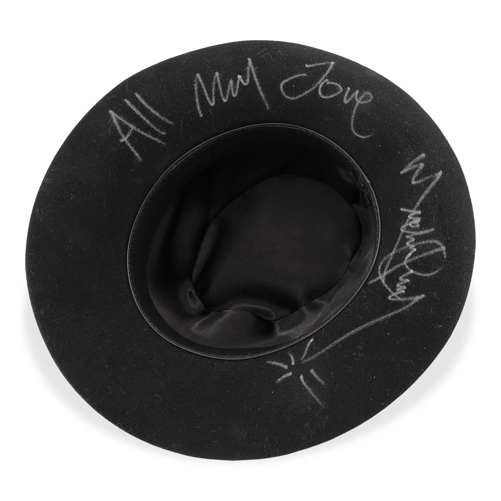 MICHAEL JACKSON SIGNED BLACK FEDORA HAT - 2