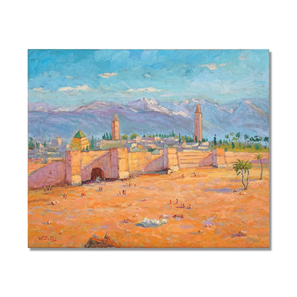 WINSTON CHURCHILL (1874-1965), OIL ON CANVAS: Signed (lower left) Image Dimensions: 21 3/4 x 26 3/8 in (55.2 x 67.1 cm) This painting comes with COA. Winston Churchill, widely celebrated as one of the most influential statesmen of the twentieth c