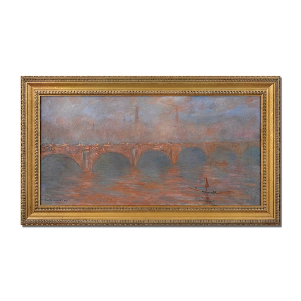 CLAUDE MONET (1840-1926), OIL ON CANVAS: Signed (lower left) Image Dimensions: 23 3/4 x 47 1/4 in (60 x 120 cm) Framed Dimensions: 55 1/8 x 31 7/8 in (140 x 81 cm) This painting comes with COA. Claude Monet stands as the central figure of Im