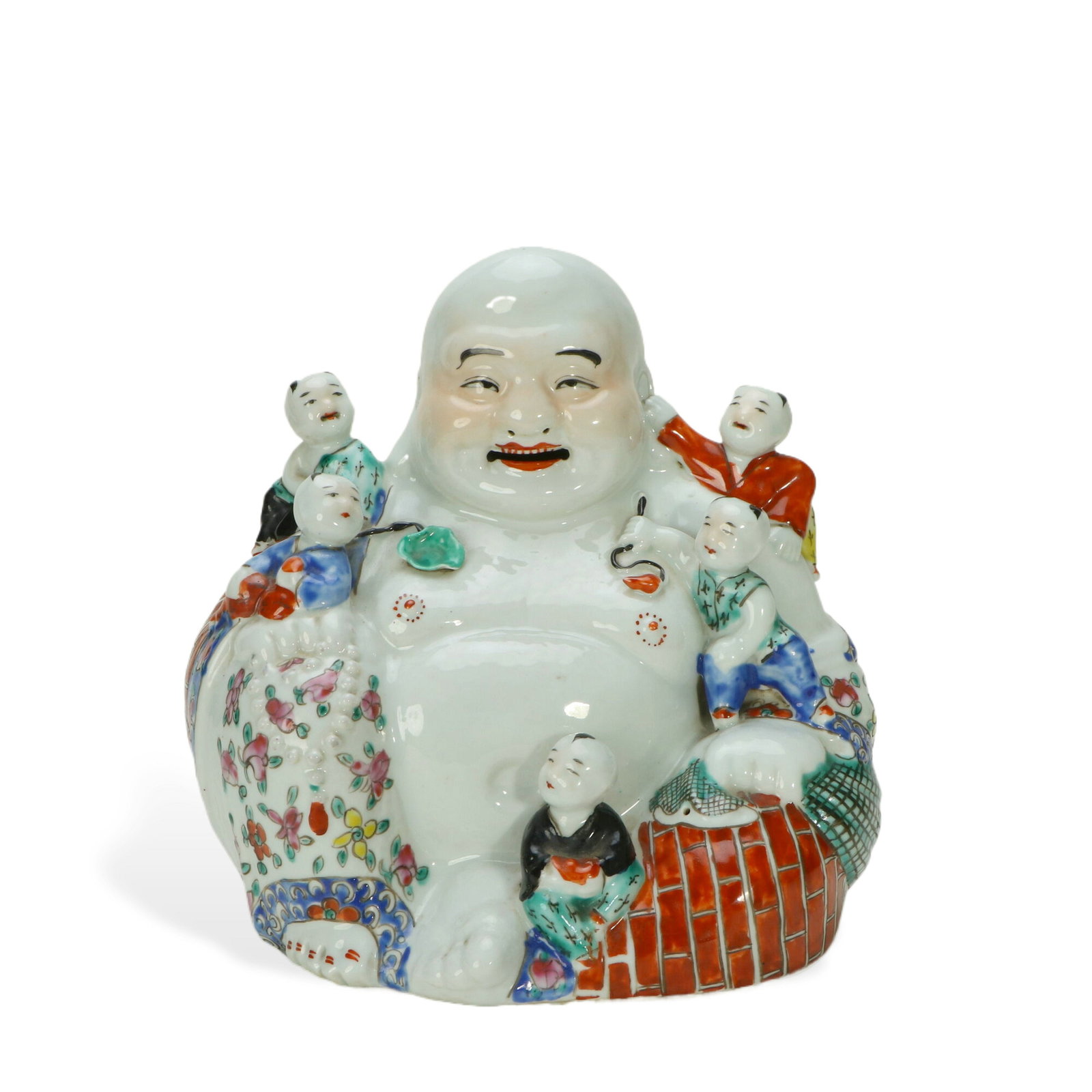 Famille - rose Statue of Five Children Playing with Maitreya (1 of 6)