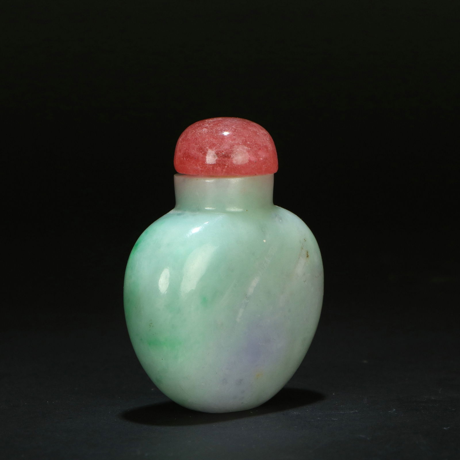 Jadeite Plain Snuff Bottle (with Ruby Lid) - 2