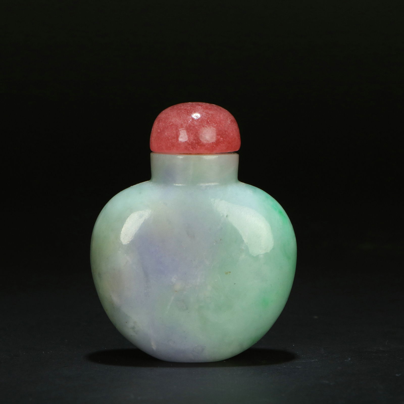 Jadeite Plain Snuff Bottle (with Ruby Lid) - 3
