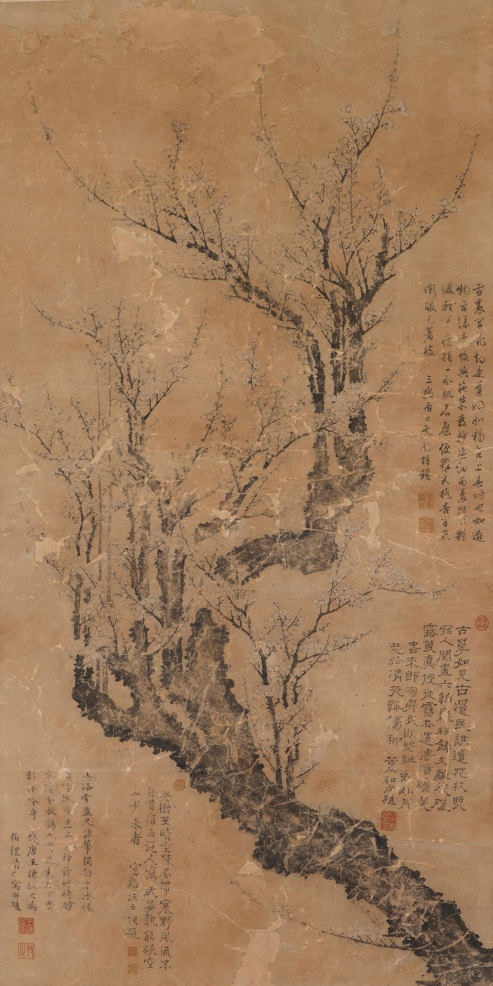 Flower Painting, Scroll, Ink and Color on Silk: L:125cm W:62cm Joint flower painting by famous artists, diverse painting styles and rich flower varieties