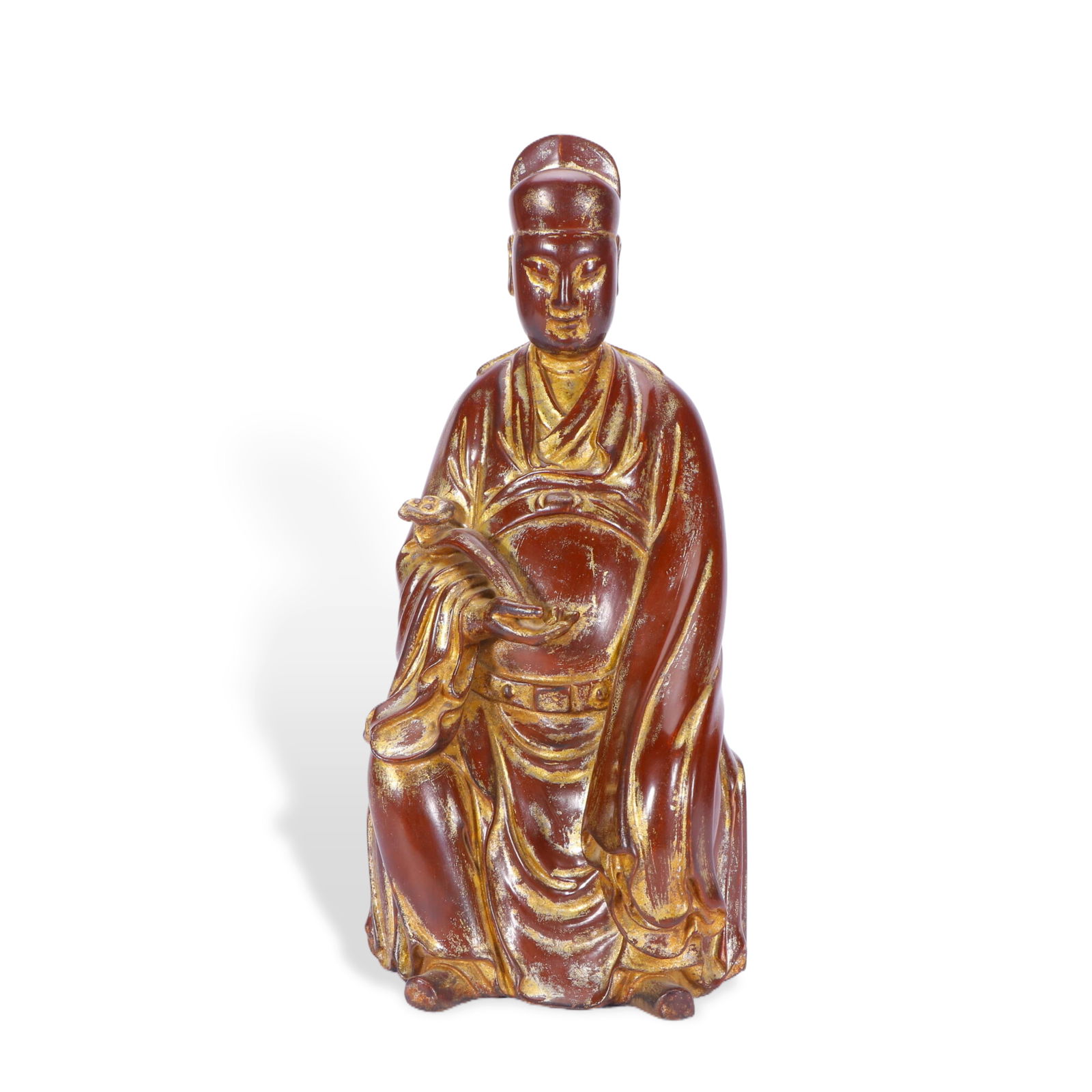 A Fine Qing Gilt-Lacquered Wood Figure of Wenchang Dijun (1 of 7)