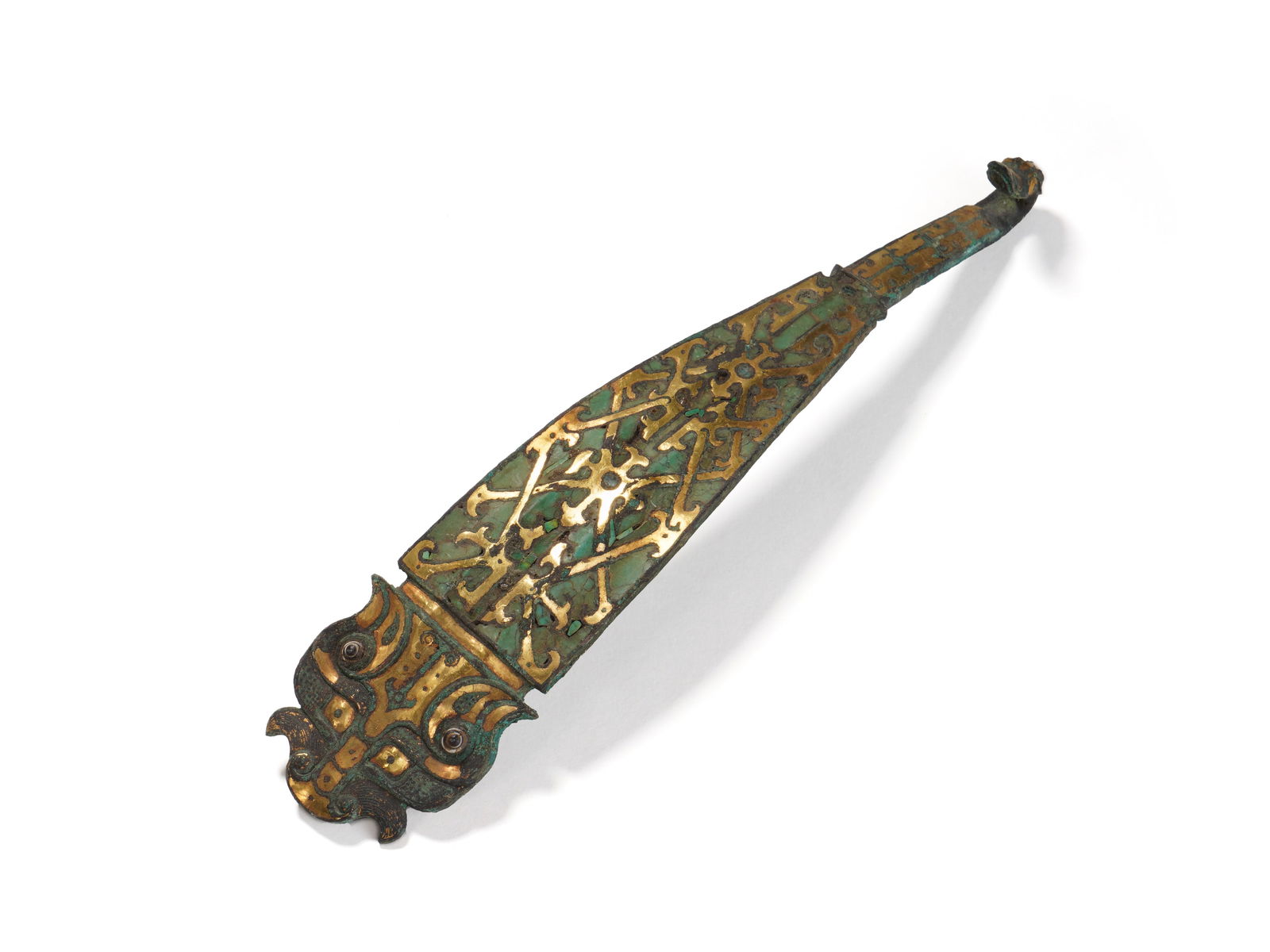 An early bronze belt hook inlaid with gold and silver (1 of 9)