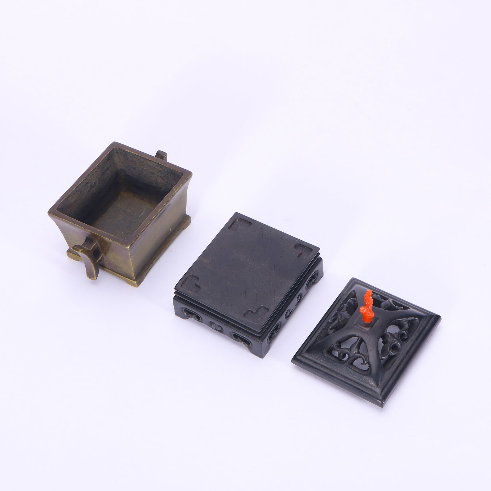 Qing Bronze Rectangular Censer - 5