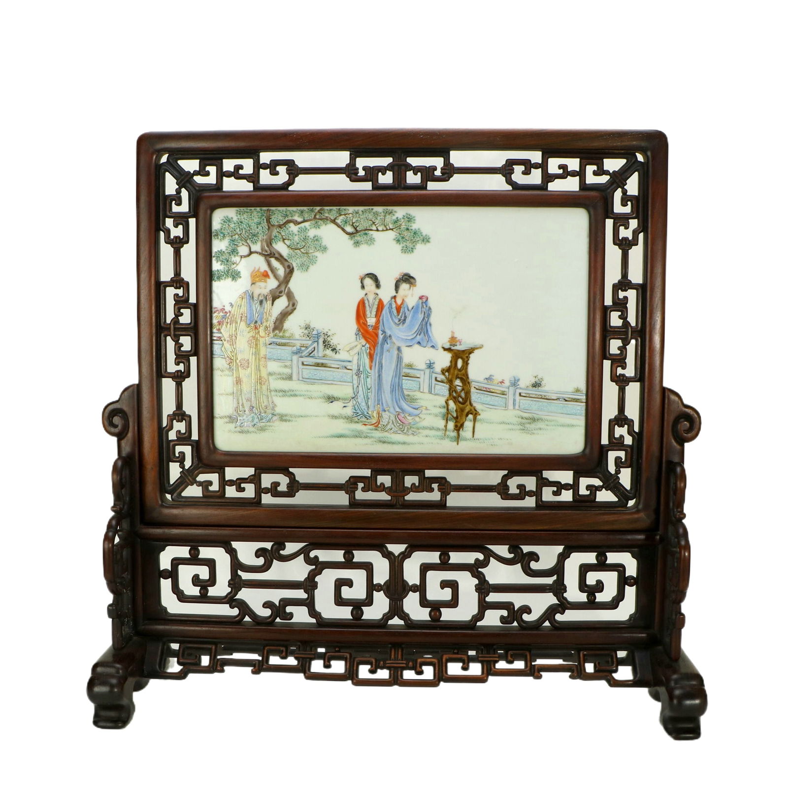 Famille - rose Porcelain Plaque Table Screen with Figure Patterns (1 of 7)