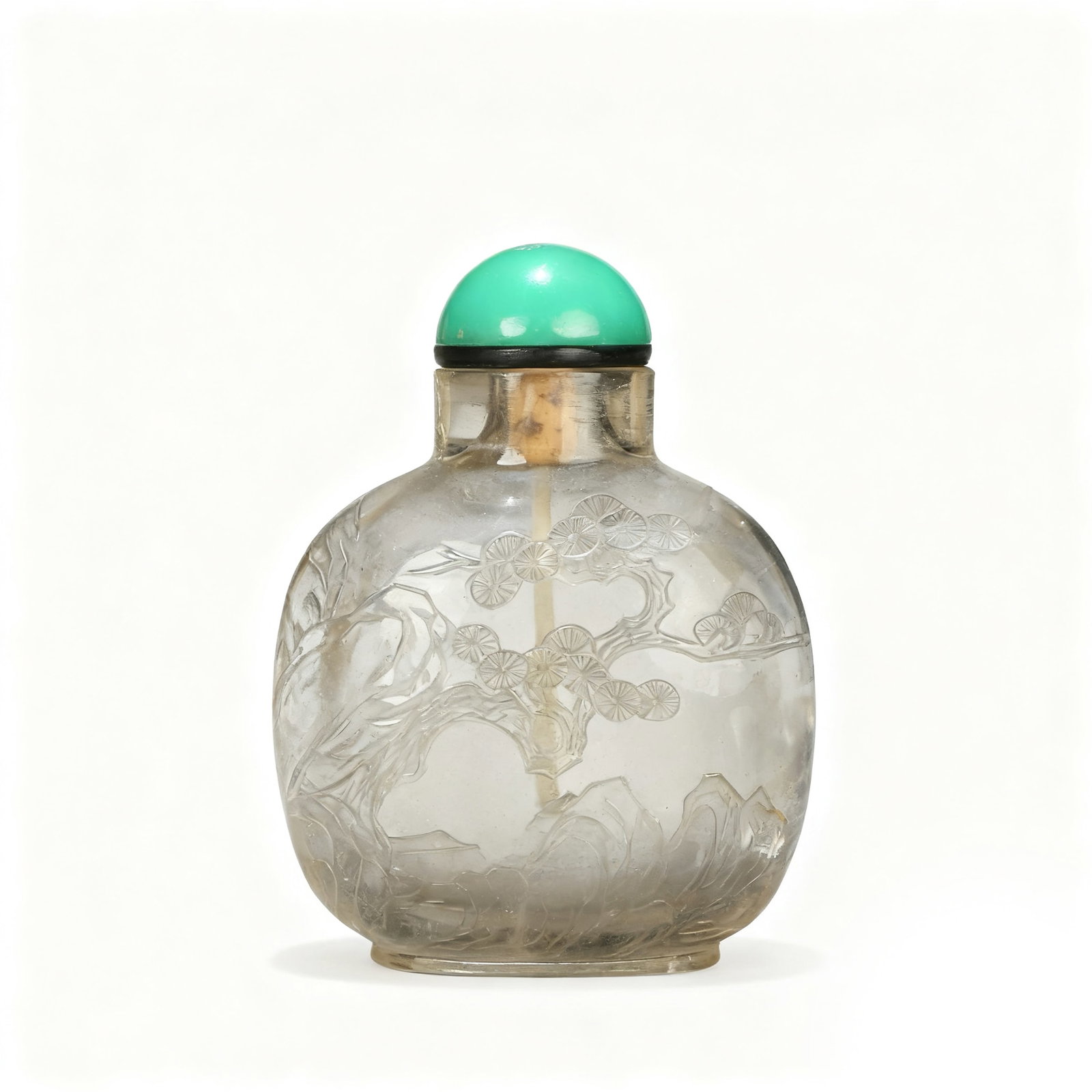 Crystal Snuff Bottle with Carved Landscape Patterns (1 of 7)