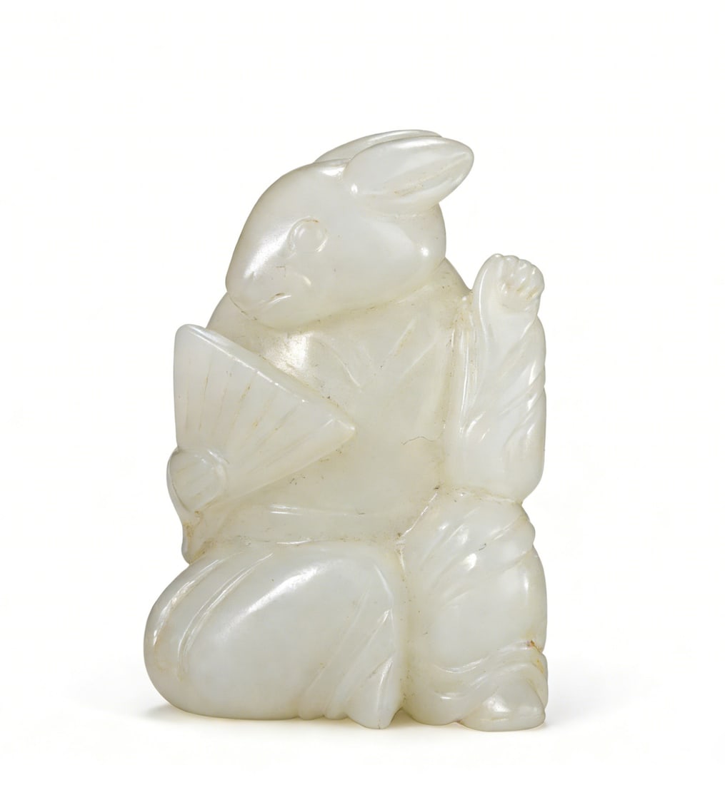 A Fine Qing White Jade Carving of a Rabbit-Headed Figure (1 of 7)