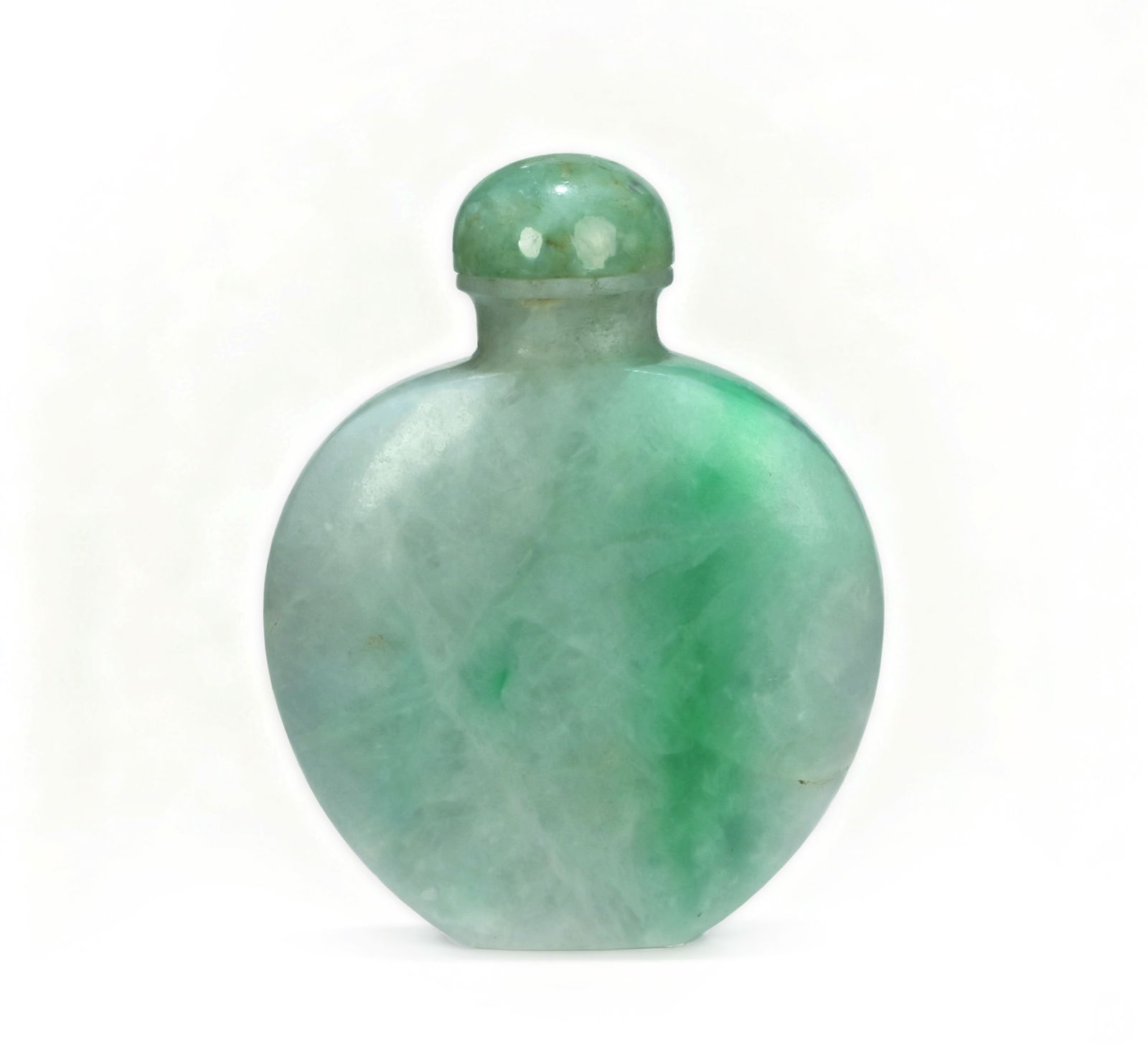 Jadeite Plain Snuff Bottle (with Ruby Lid)
