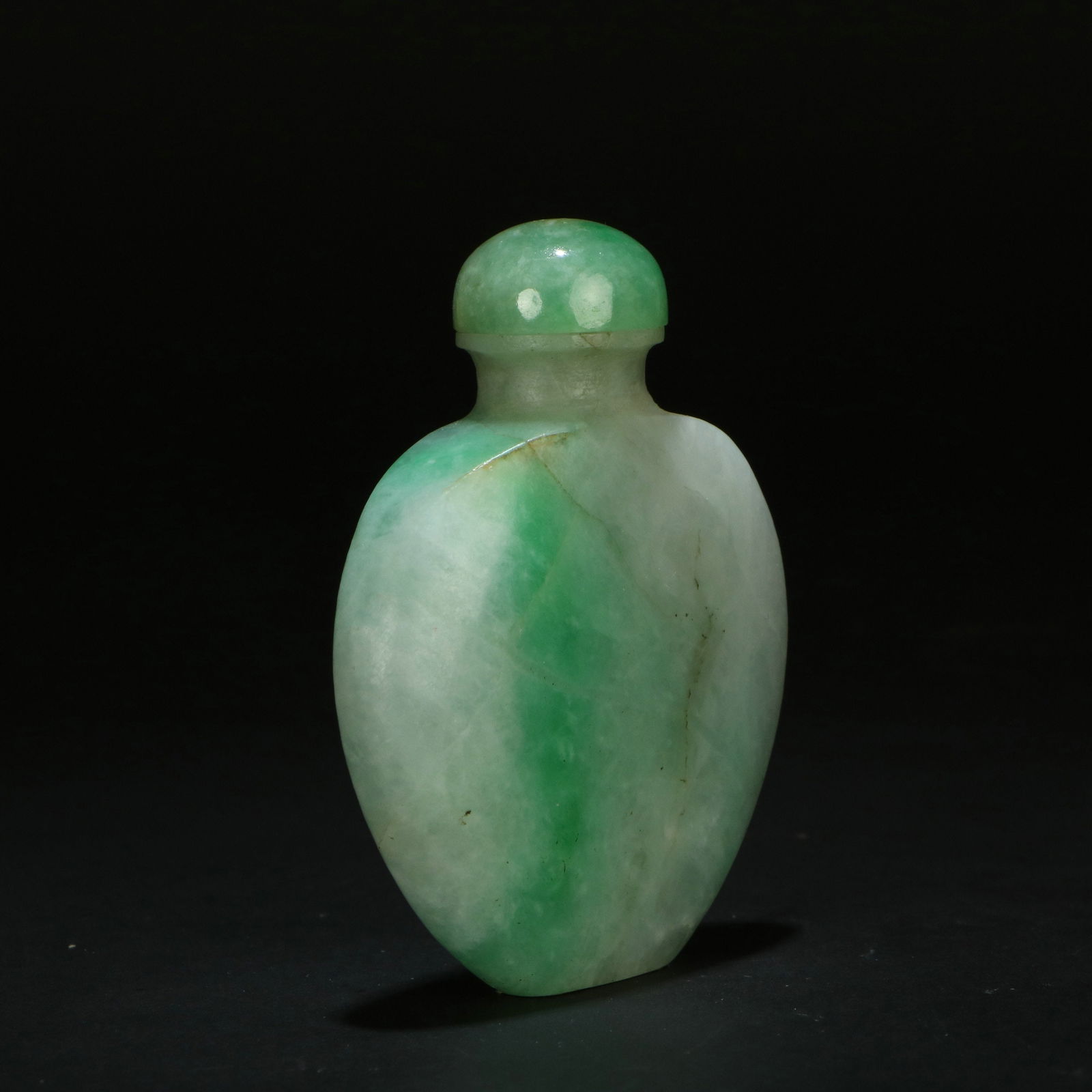 Jadeite Plain Snuff Bottle (with Ruby Lid) - 4