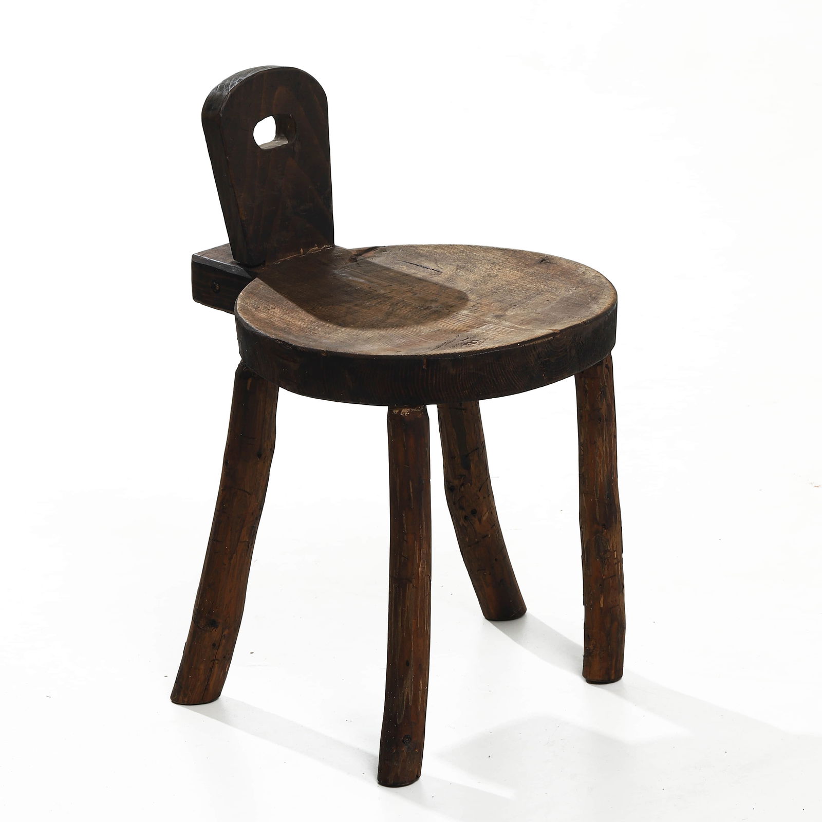 FRENCH PRIMITIVE OAK STOOL, 1950 (1 of 5)