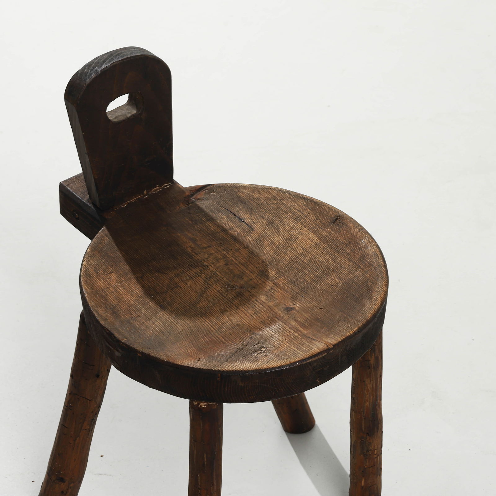 FRENCH PRIMITIVE OAK STOOL, 1950 - 2