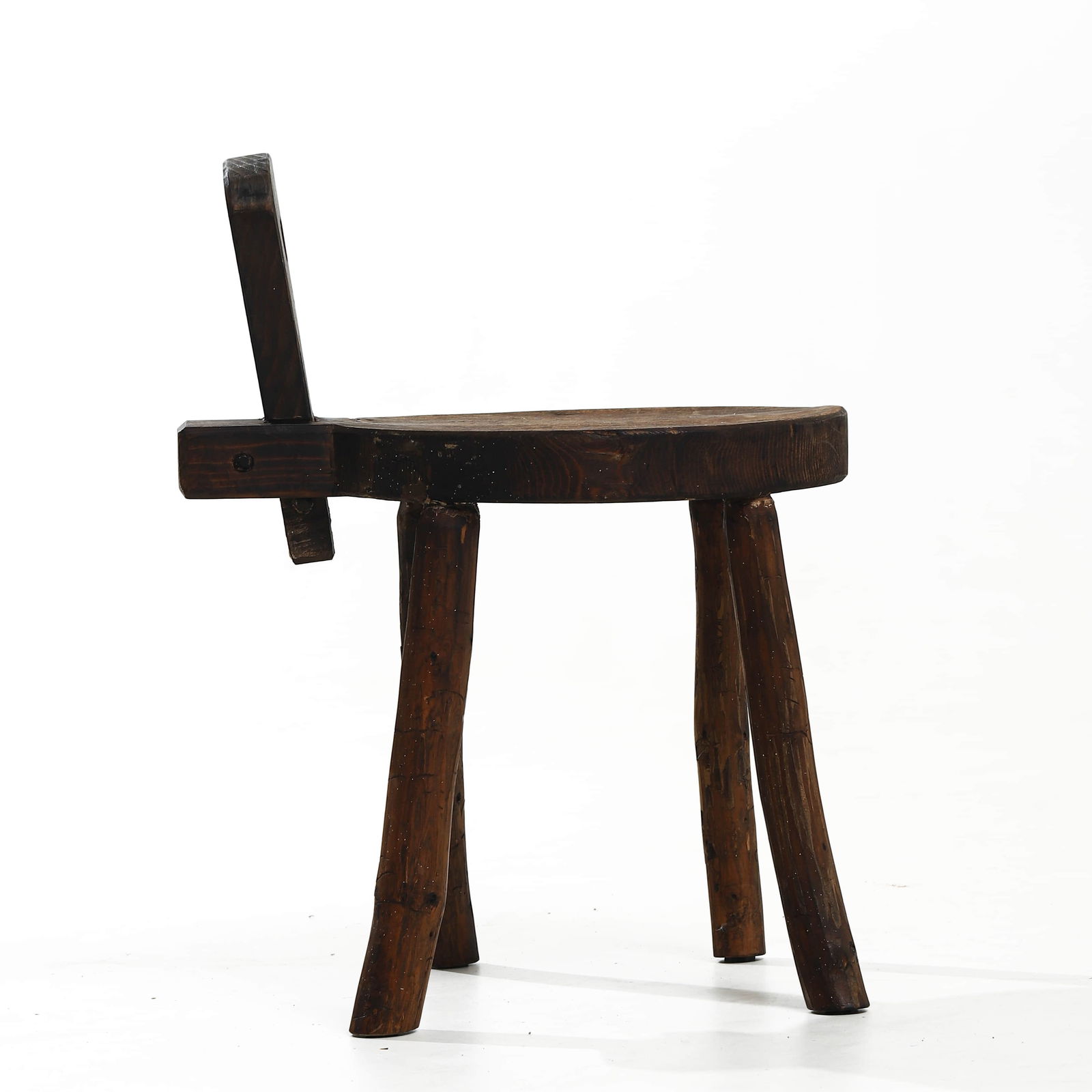 FRENCH PRIMITIVE OAK STOOL, 1950 - 3
