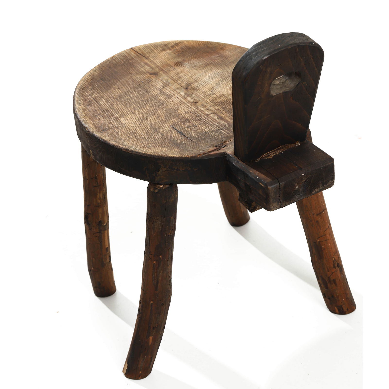FRENCH PRIMITIVE OAK STOOL, 1950 - 5