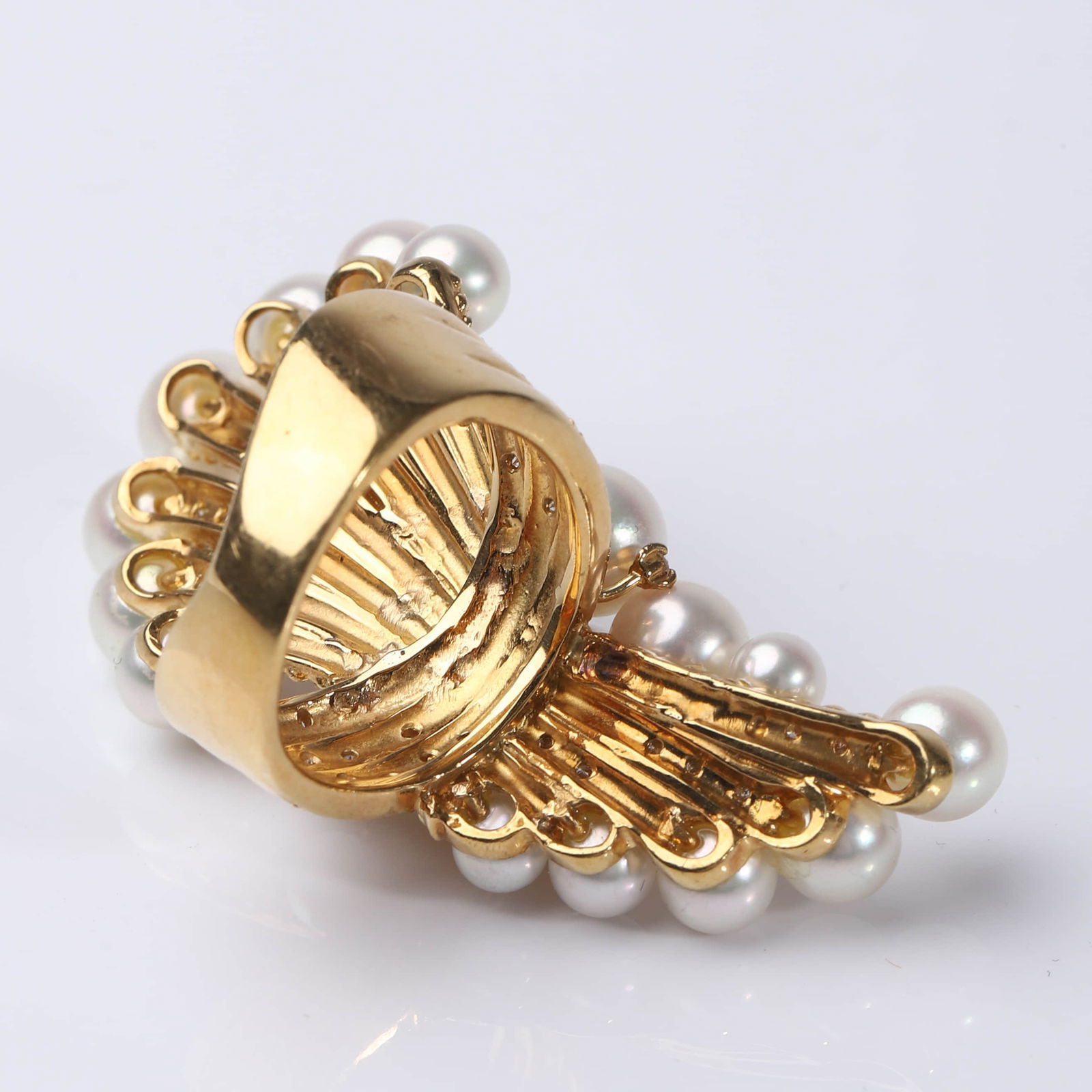 A PEARL AND GEM-SET PEACOCK RING - 3