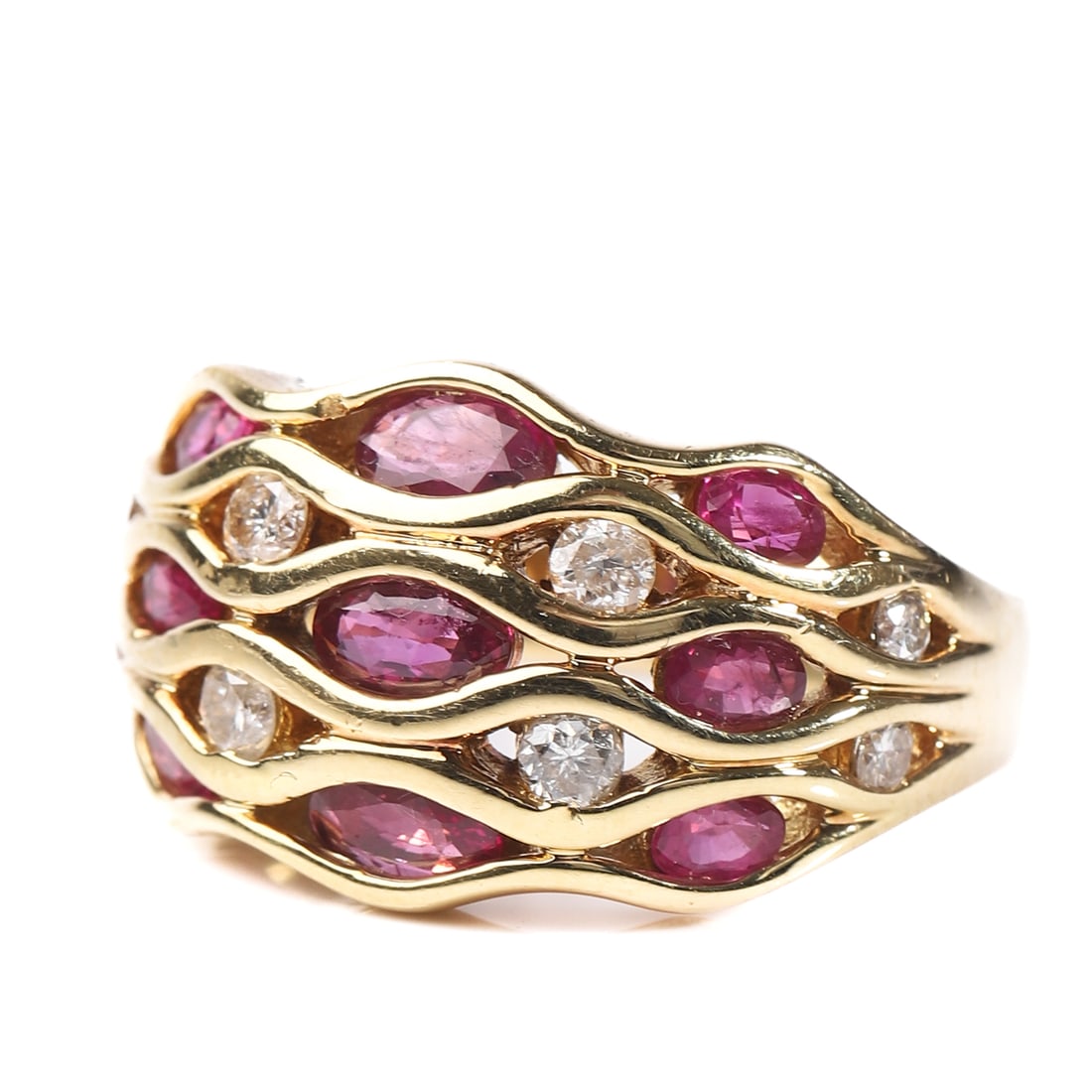 RETRO 18K GOLD RUBY AND DIAMOND RING - 3