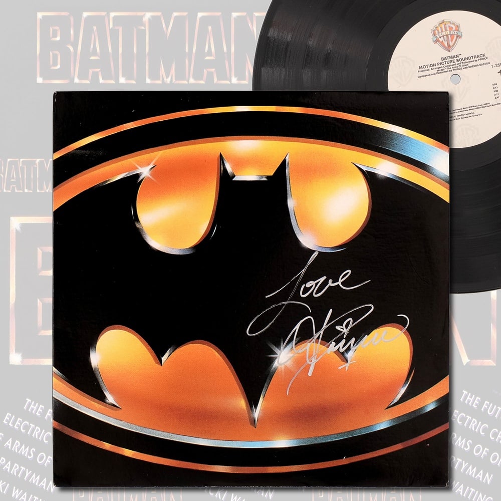 PRINCE SIGNED BATMAN LP: 12 1/4 x 12 1/4 Provenance and Authentication: This collectible has undergone a rigorous forensic evaluation. The signatures were carefully analyzed across multiple criteria, including ink deposition,