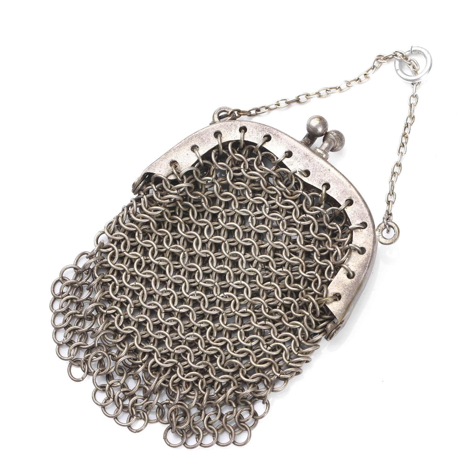 A SILVER MINIATURE CHAINMAIL COIN PURSE, EARLY 20TH CENTU (1 of 3)