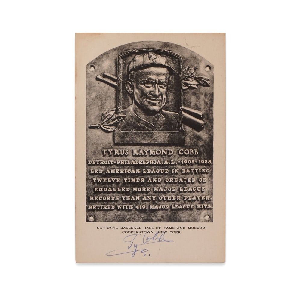 TY COBB SIGNED HALL OF FAME POSTCARD (1 of 2)
