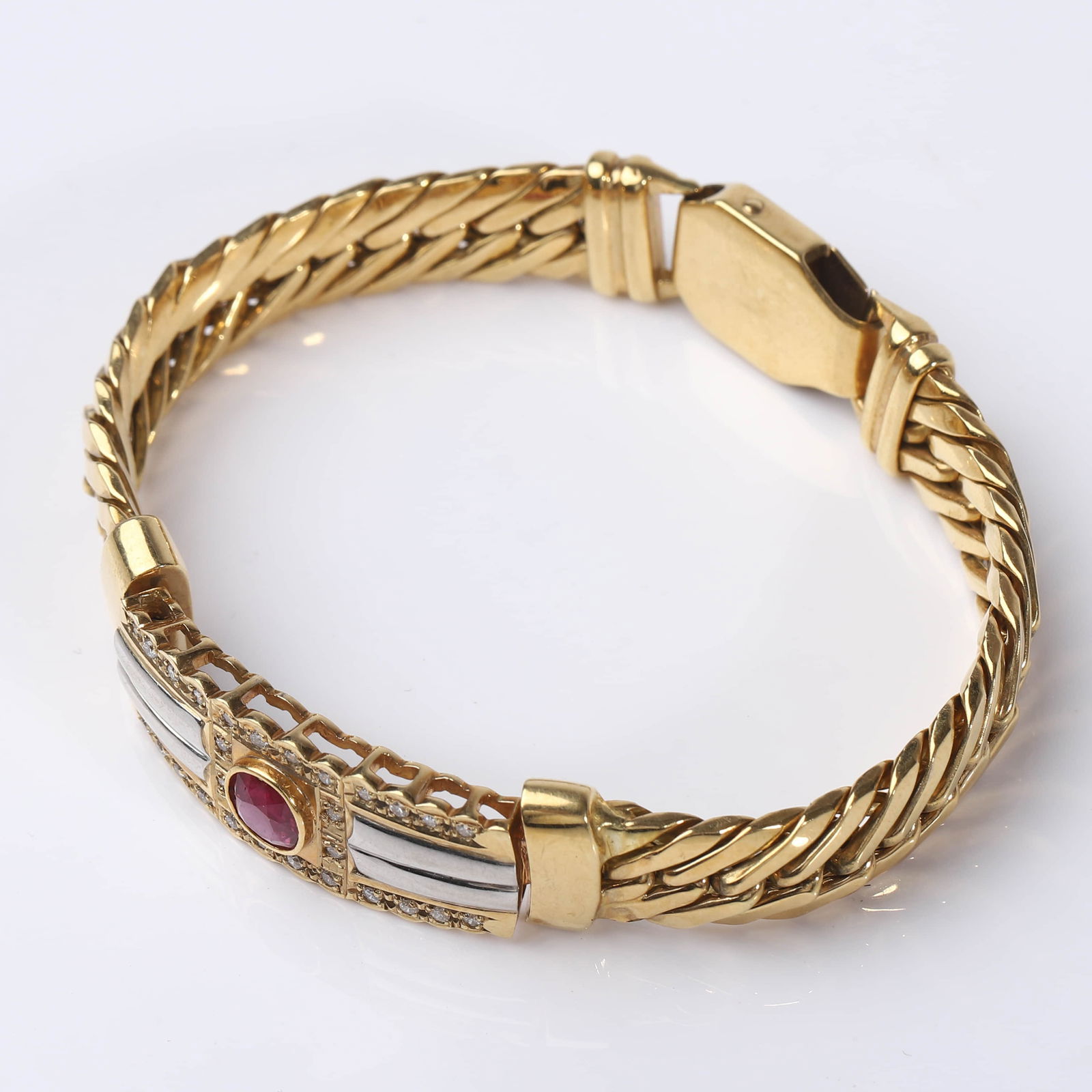 GOLD BRACELET WITH RUBY AND DIAMONDS - 2