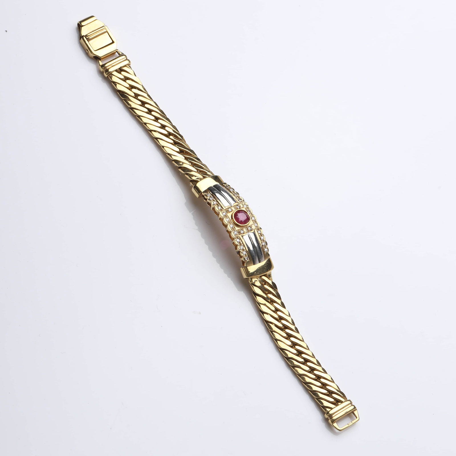 GOLD BRACELET WITH RUBY AND DIAMONDS - 3