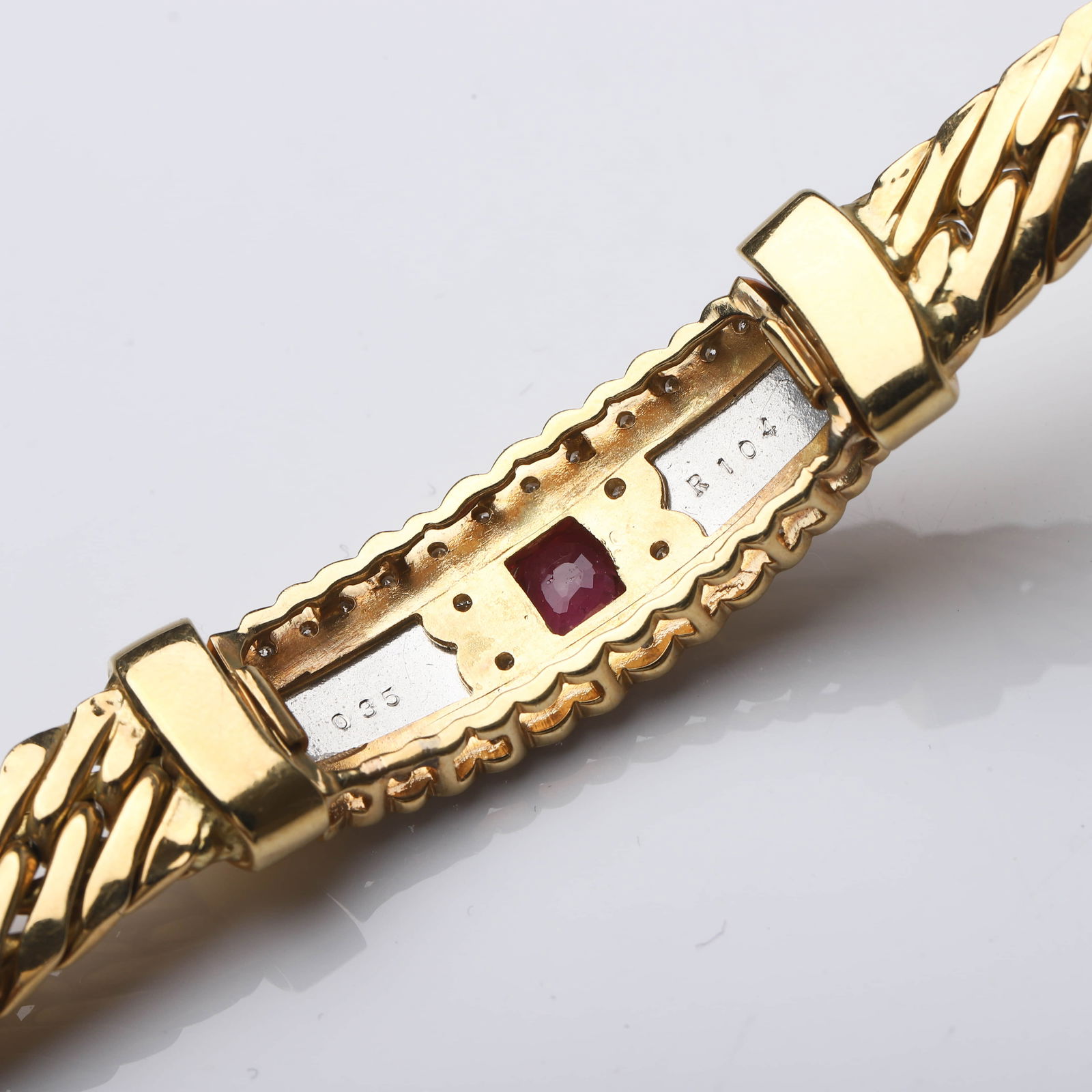 GOLD BRACELET WITH RUBY AND DIAMONDS - 7