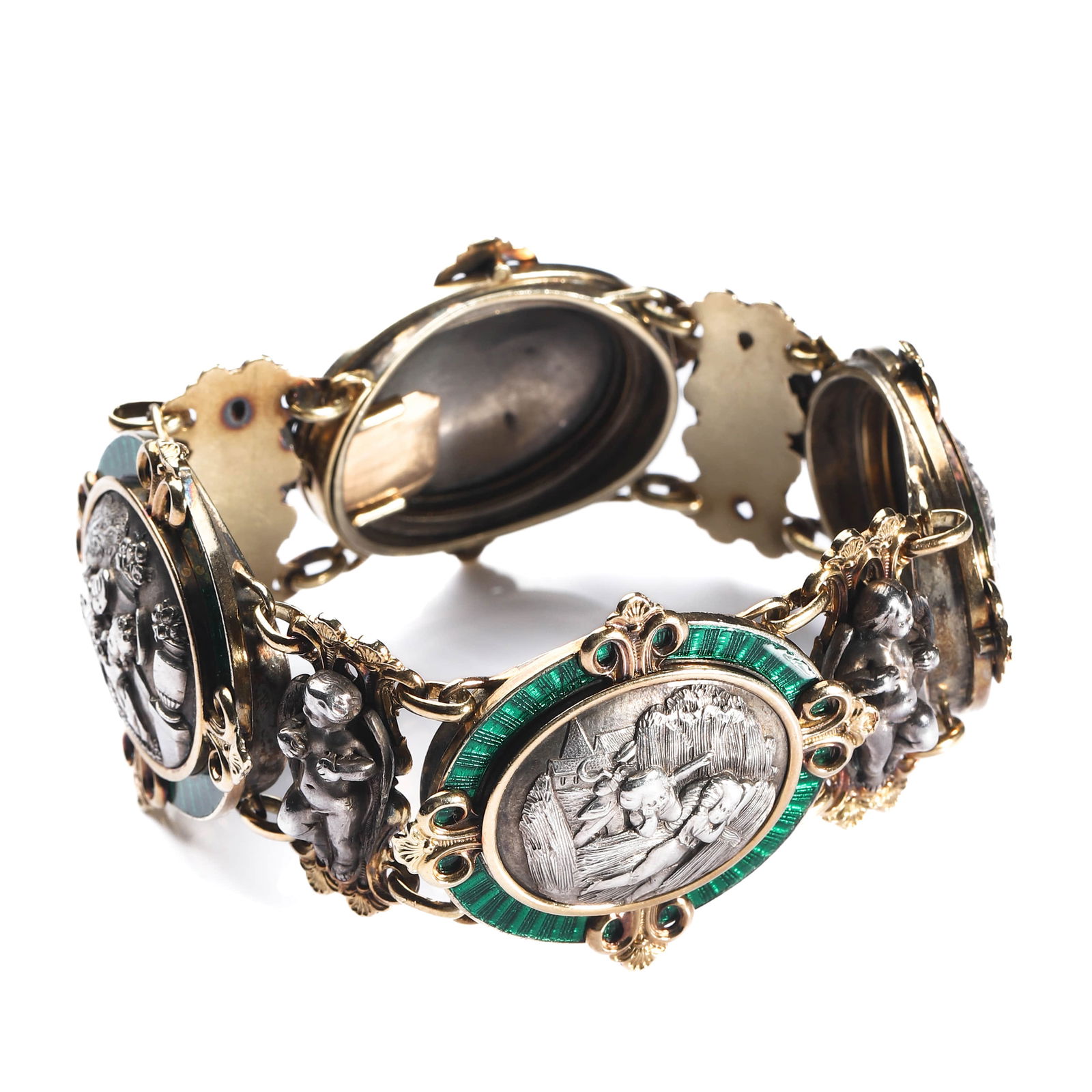 ANTIQUE MULTI-PANEL FIGURAL BRACELET - 7