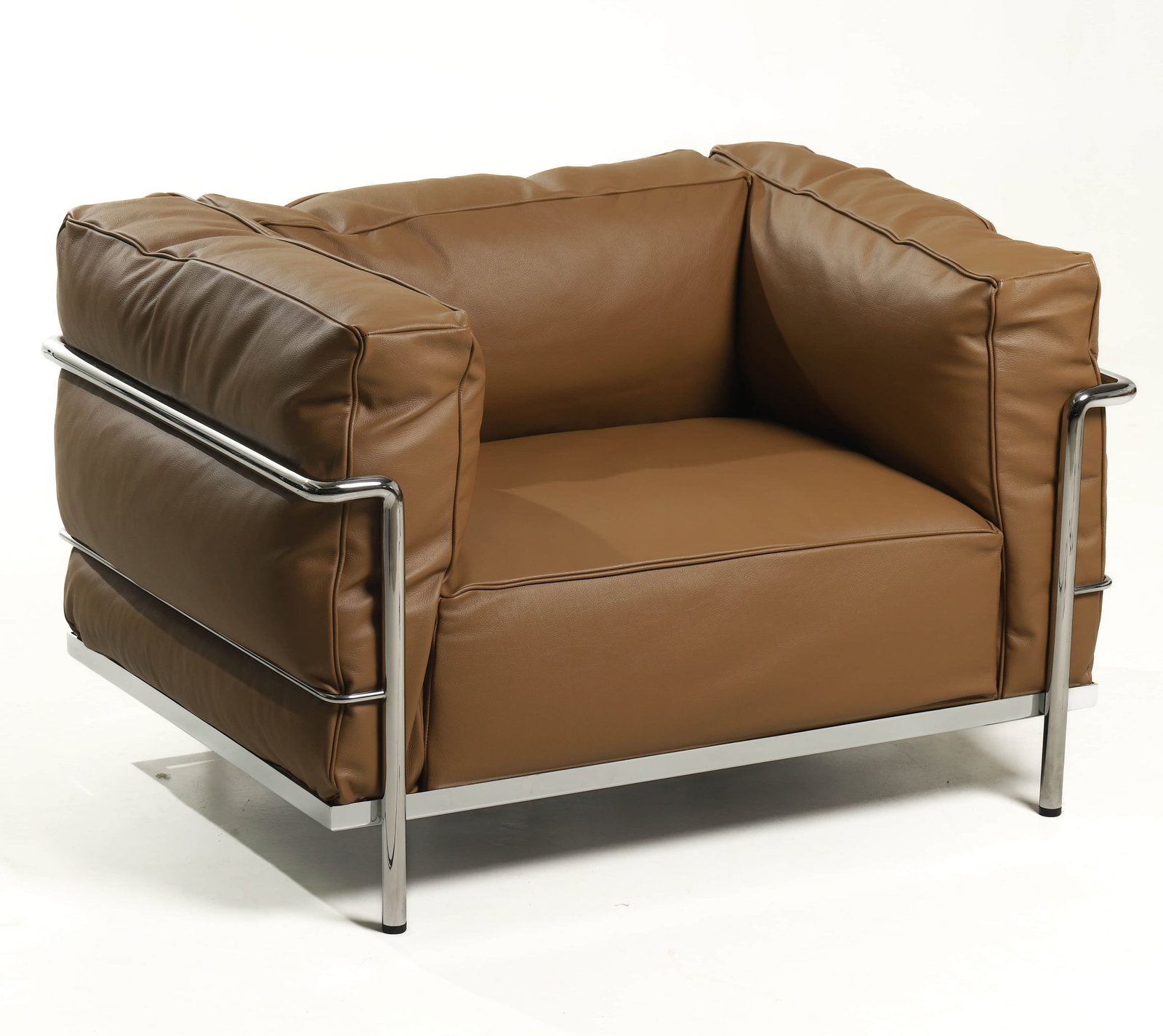 LC3 ARMCHAIR BY LE CORBUSIER STUDIO (CASSINA, ITALY, 1928): Dimensions Height: 24 3/4 in. (63 cm); Length: 38 5/8 in. (98 cm); Width: 26 3/8 in. (67 cm) Description An iconic LC3 armchair designed by Le Corbusier Studio in 1928 and produced by Cassina,
