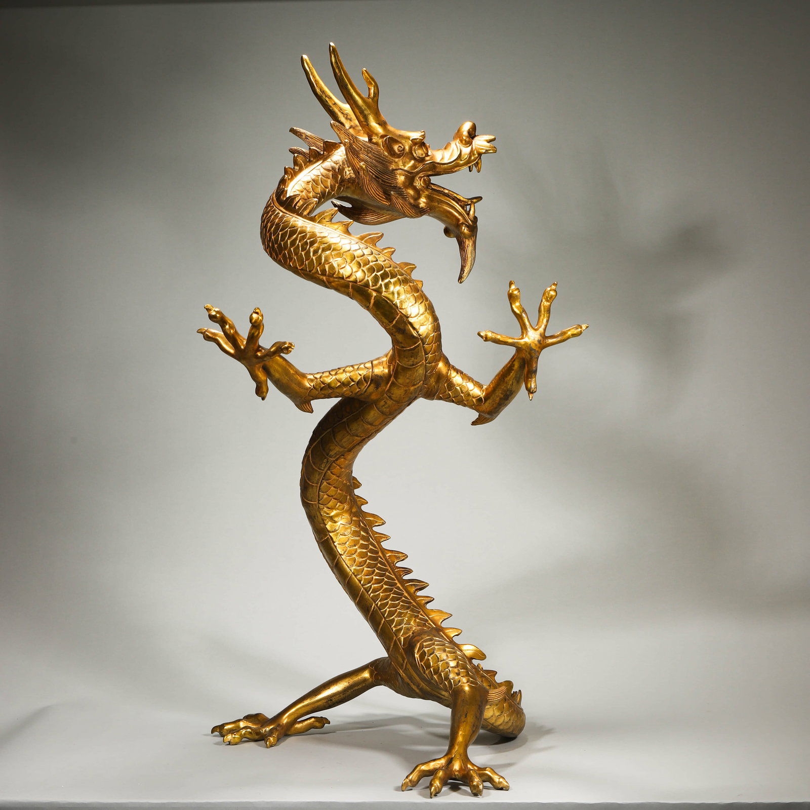 A GILT-BRONZE DRAGON. - 12