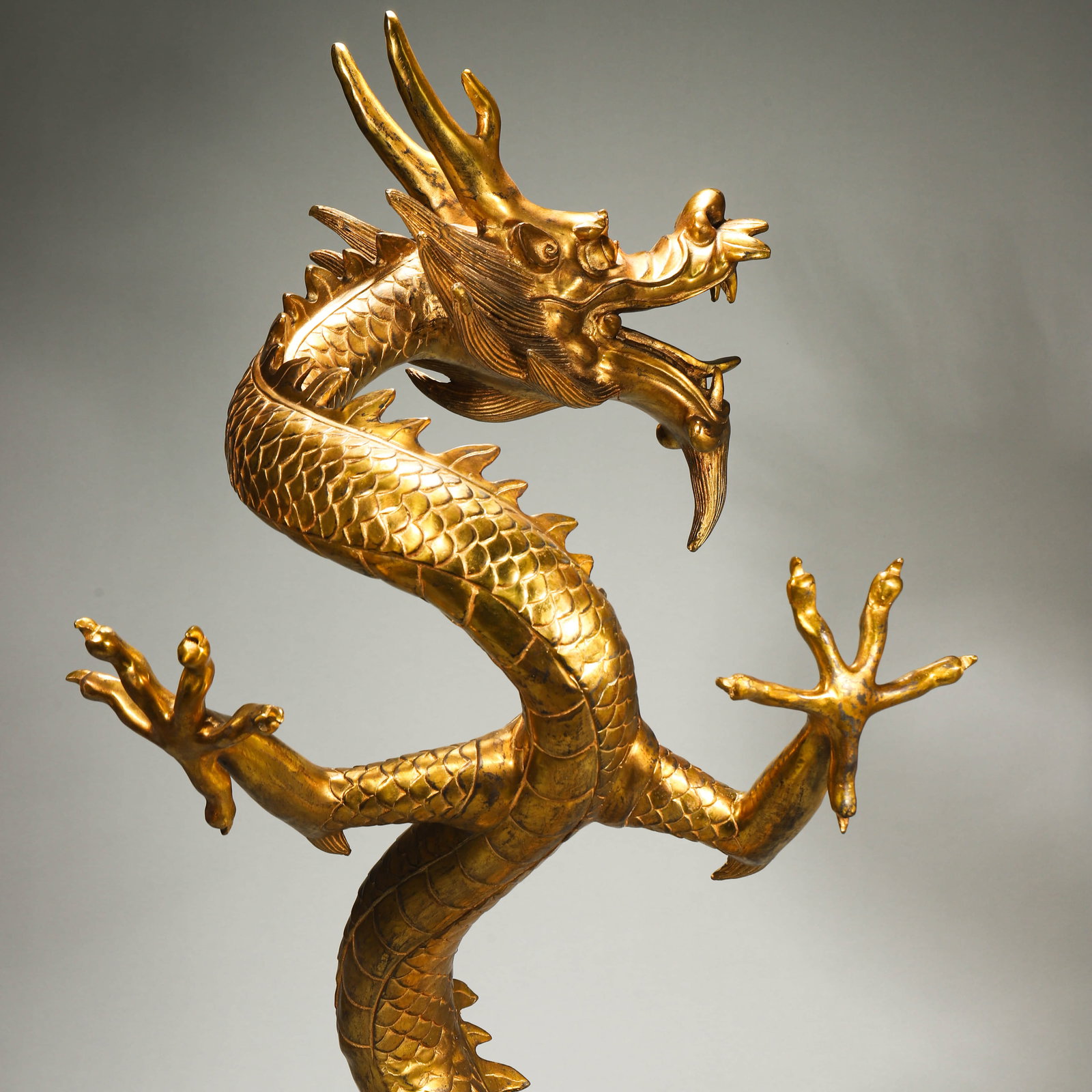 A GILT-BRONZE DRAGON. - 2