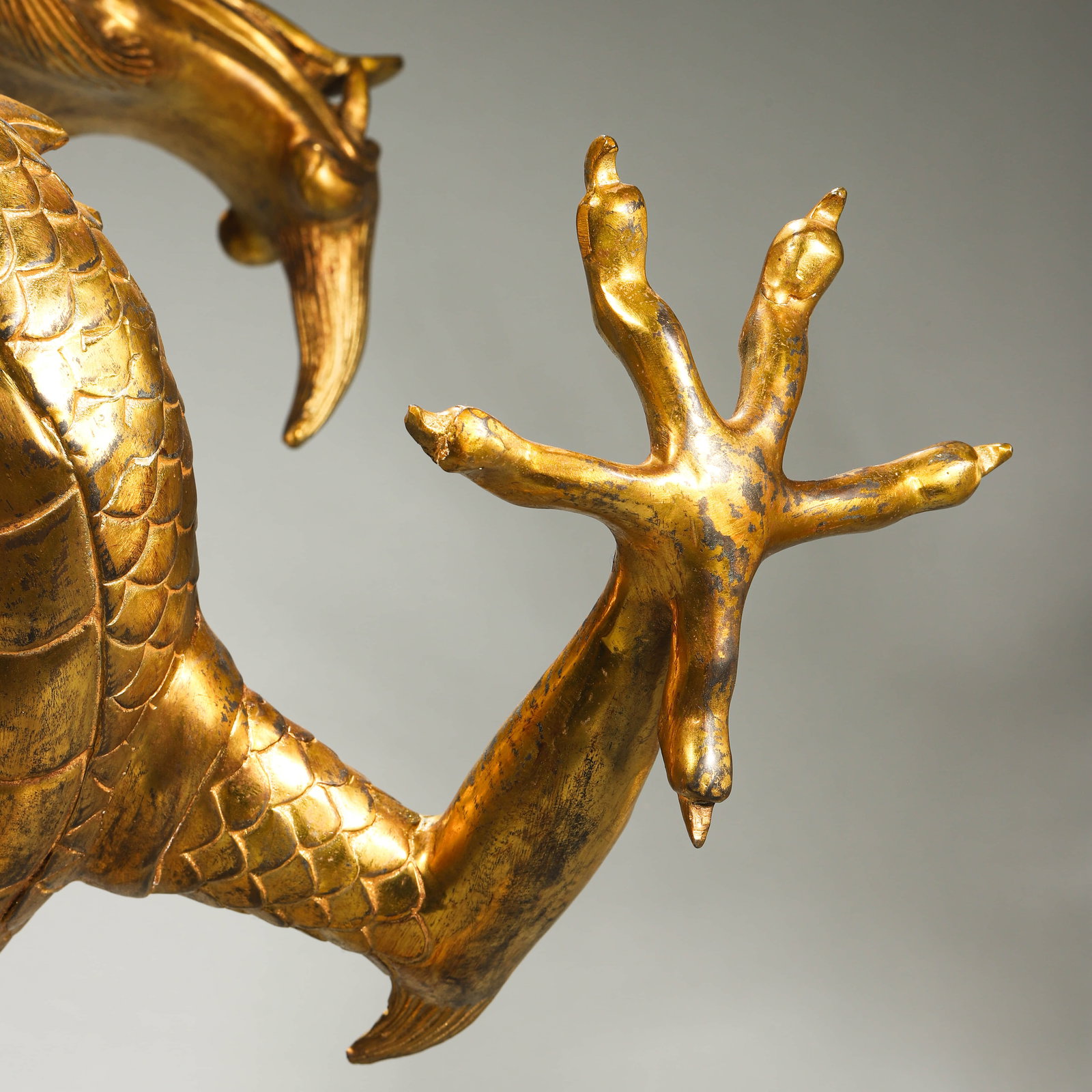 A GILT-BRONZE DRAGON. - 4