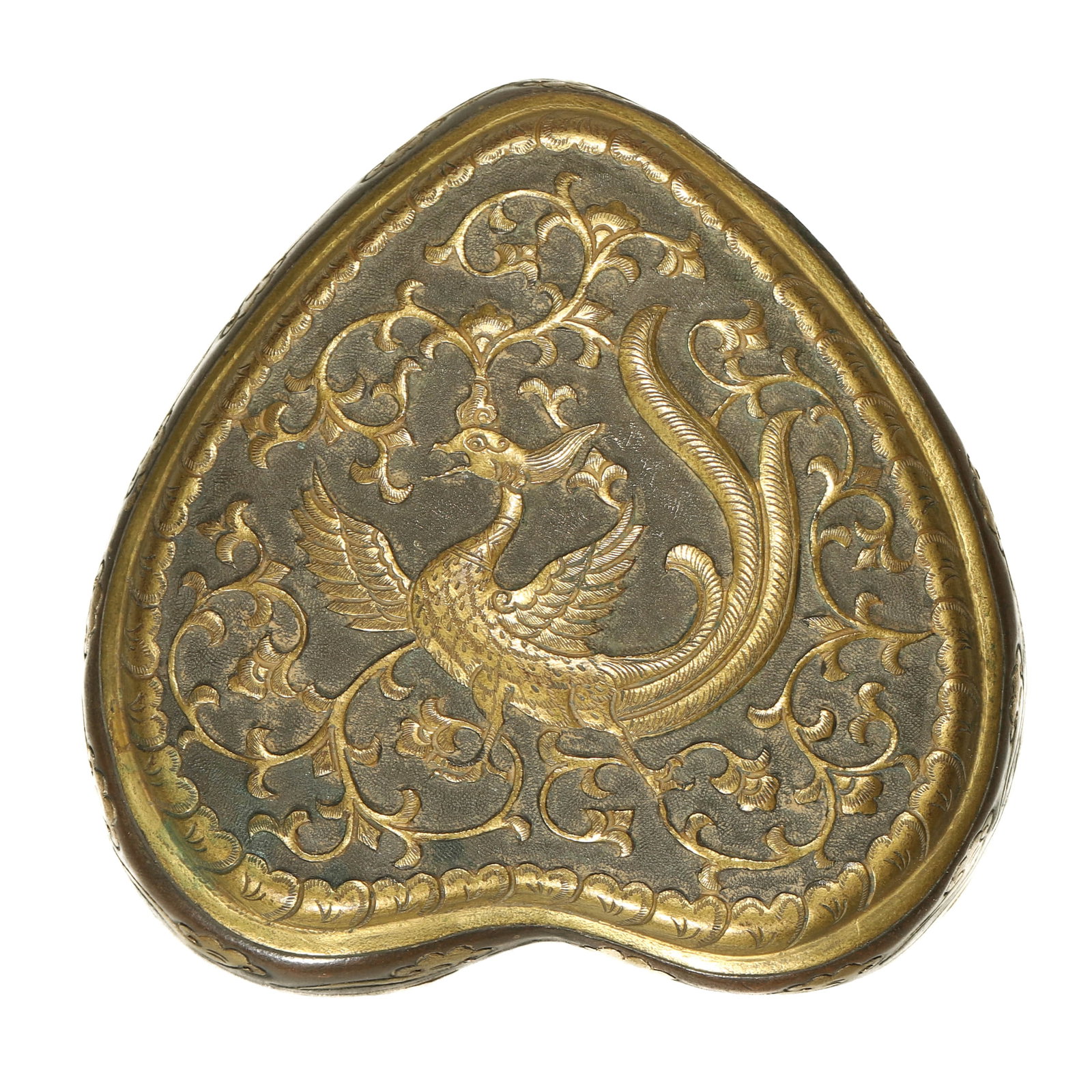 PARCEL-GILT SILVER COVERED BOX: Height 1 3/4 in, Length 3 3/4 in (4.4 × 9.5 cm)