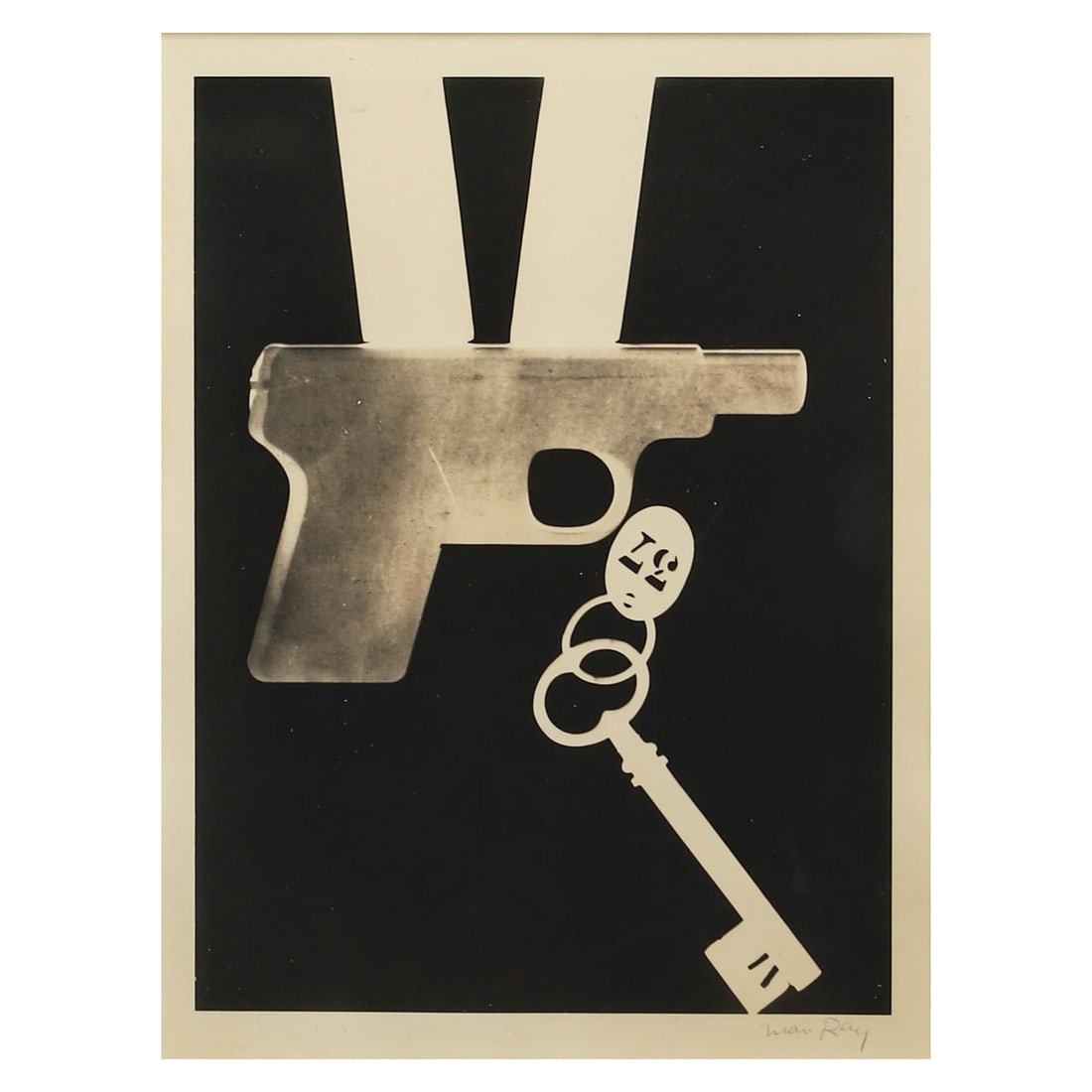 MAN RAY (1890–1976), UNTITLED: Artist Man Ray (1890–1976) Medium Gelatin silver photograph, mounted on board Signature Signed in pencil, lower right Dimensions Photograph: 8 5/8 × 6 7/16 in. (21.9 × 16.3 cm)Framed: 15 3/4 × 15