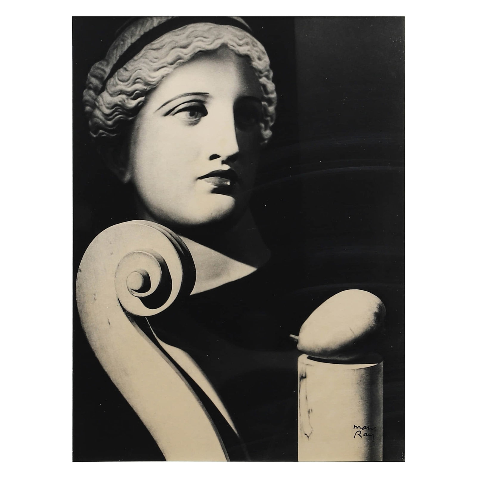 MAN RAY (1890–1976), CLASSICAL COMPOSITION: Artist Man Ray (1890–1976) Medium Gelatin silver photograph, mounted on board Signature Signed in black ink, lower right Dimensions Photograph: 11 1/4 × 8 7/16 in. (28.6 × 21.5 cm)Framed: 19 11/16