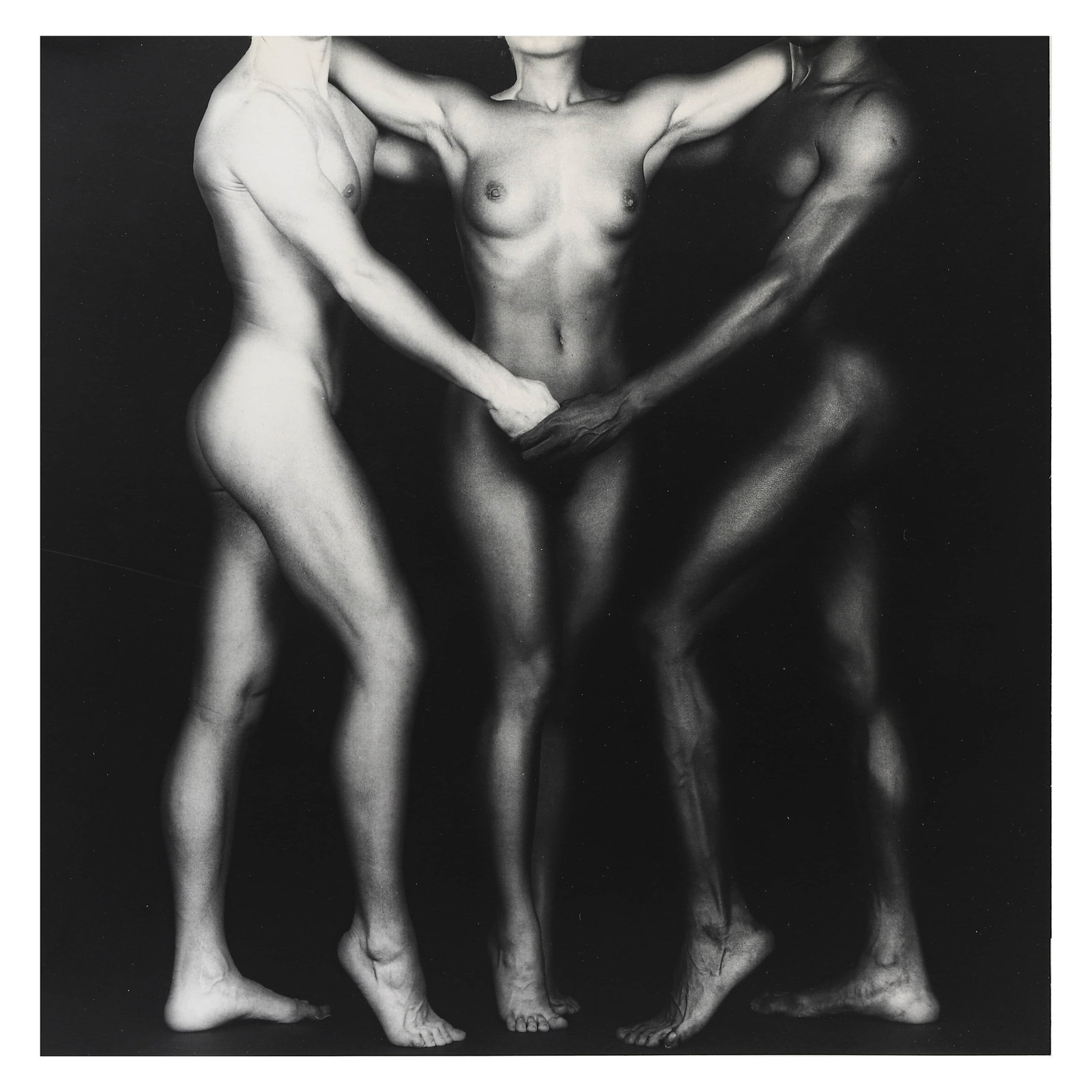 ROBERT MAPPLETHORPE(1946–1989),KEN AND LYDIA AND TYLER NEGATIVE 1985: Artist Robert Mapplethorpe Title Ken and Lydia and Tyler negative 1985 Medium Gelatin silver print, mounted on board Signature Signed in ink on the front; signed in pencil and stamped on the verso Dim
