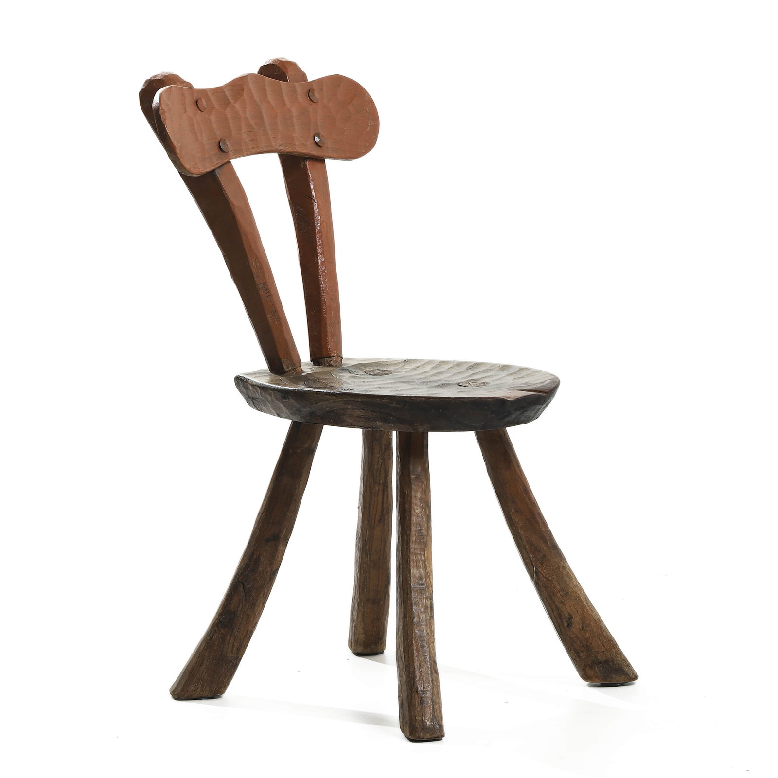 RUSTIC HAND-CARVED WOODEN SIDE CHAIR (1 of 7)