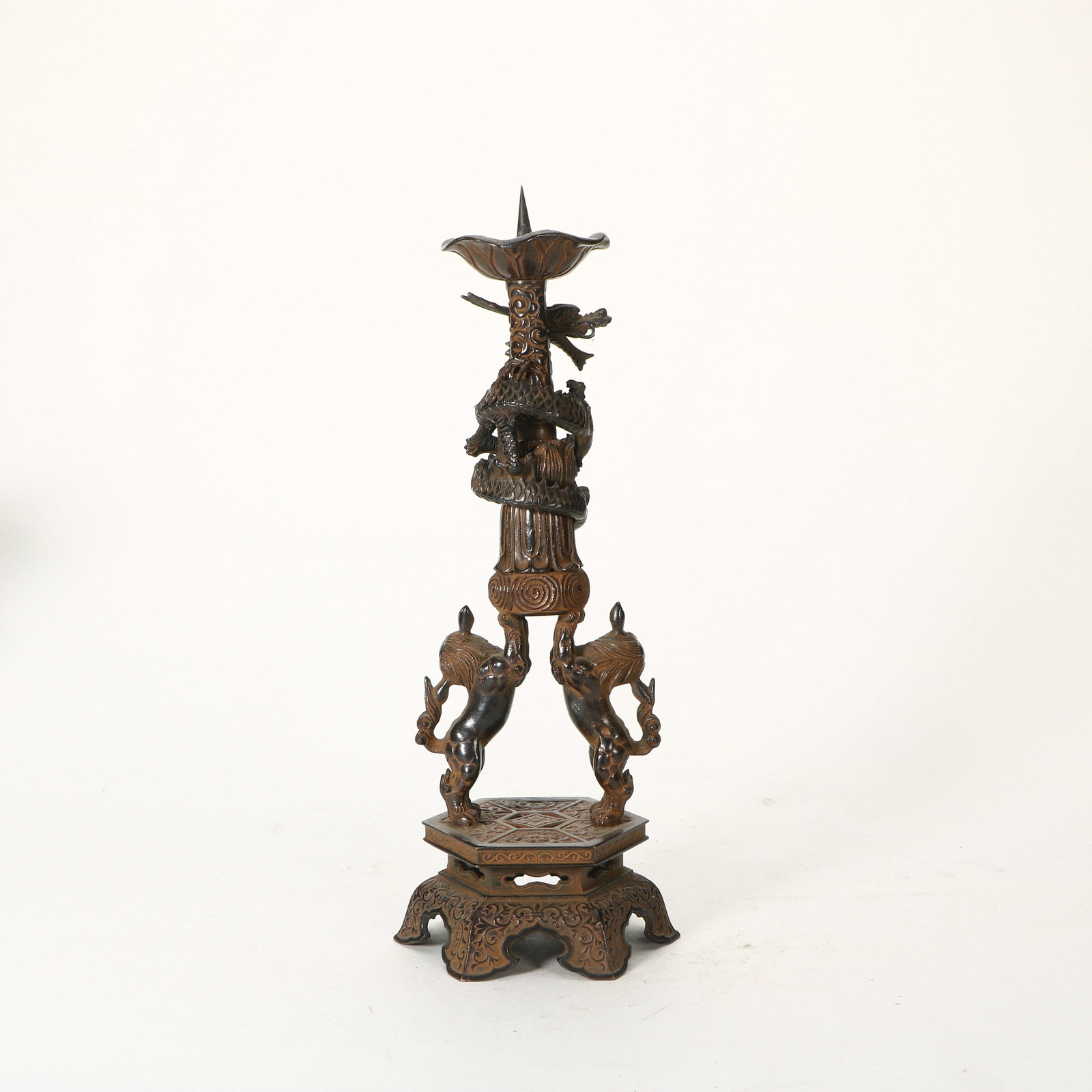 Five Bronze Offerings with Dragon Design - 3