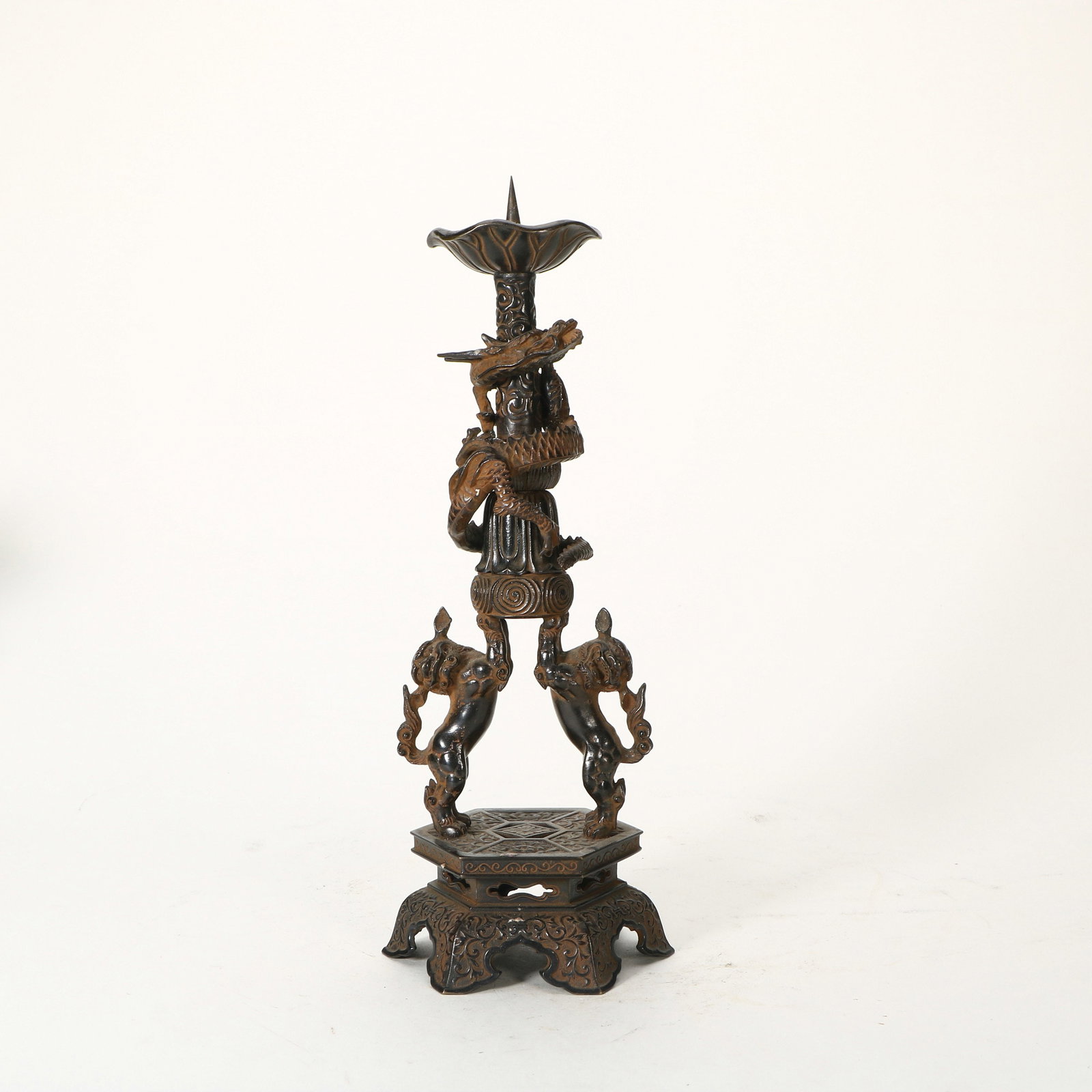 Five Bronze Offerings with Dragon Design - 4