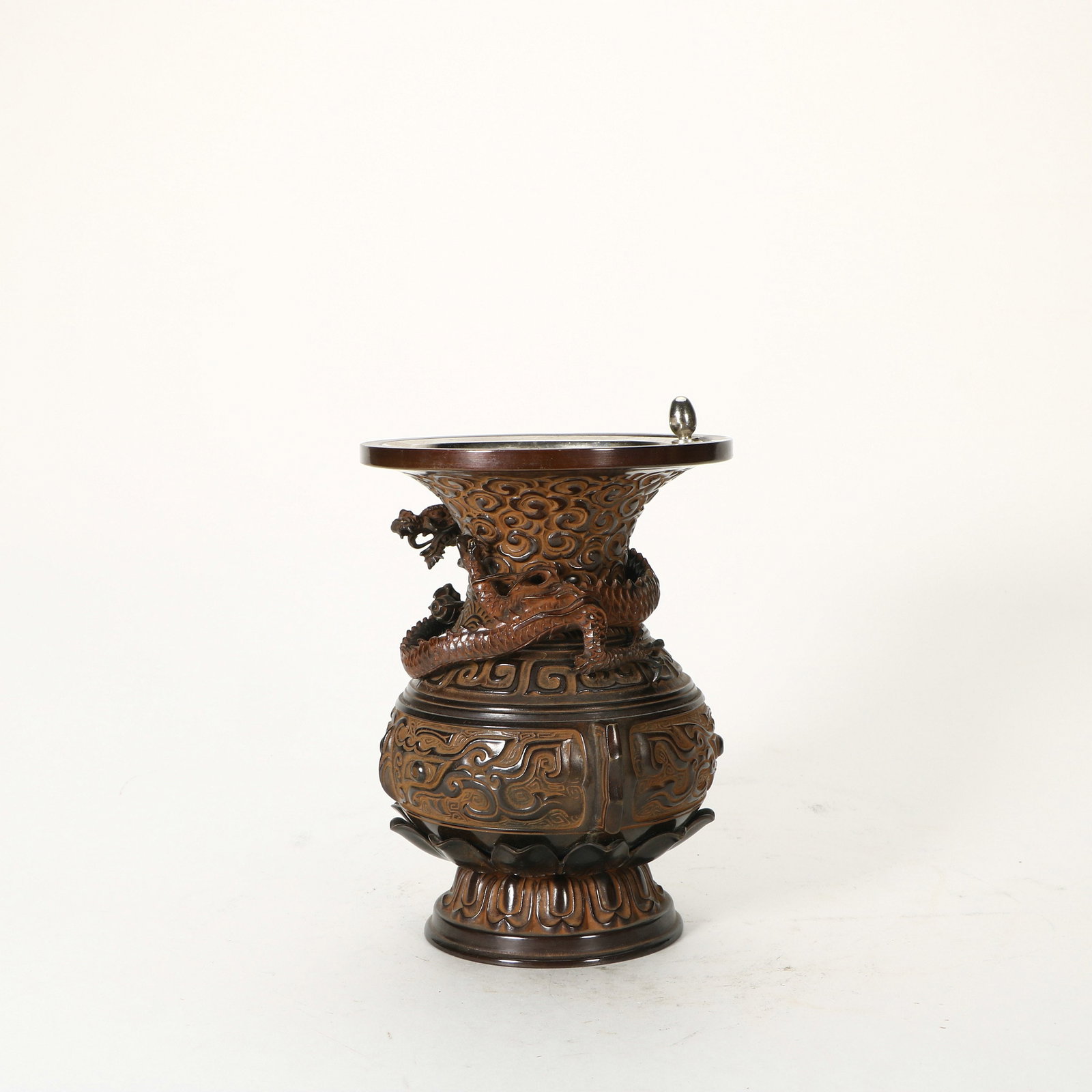 Five Bronze Offerings with Dragon Design - 7