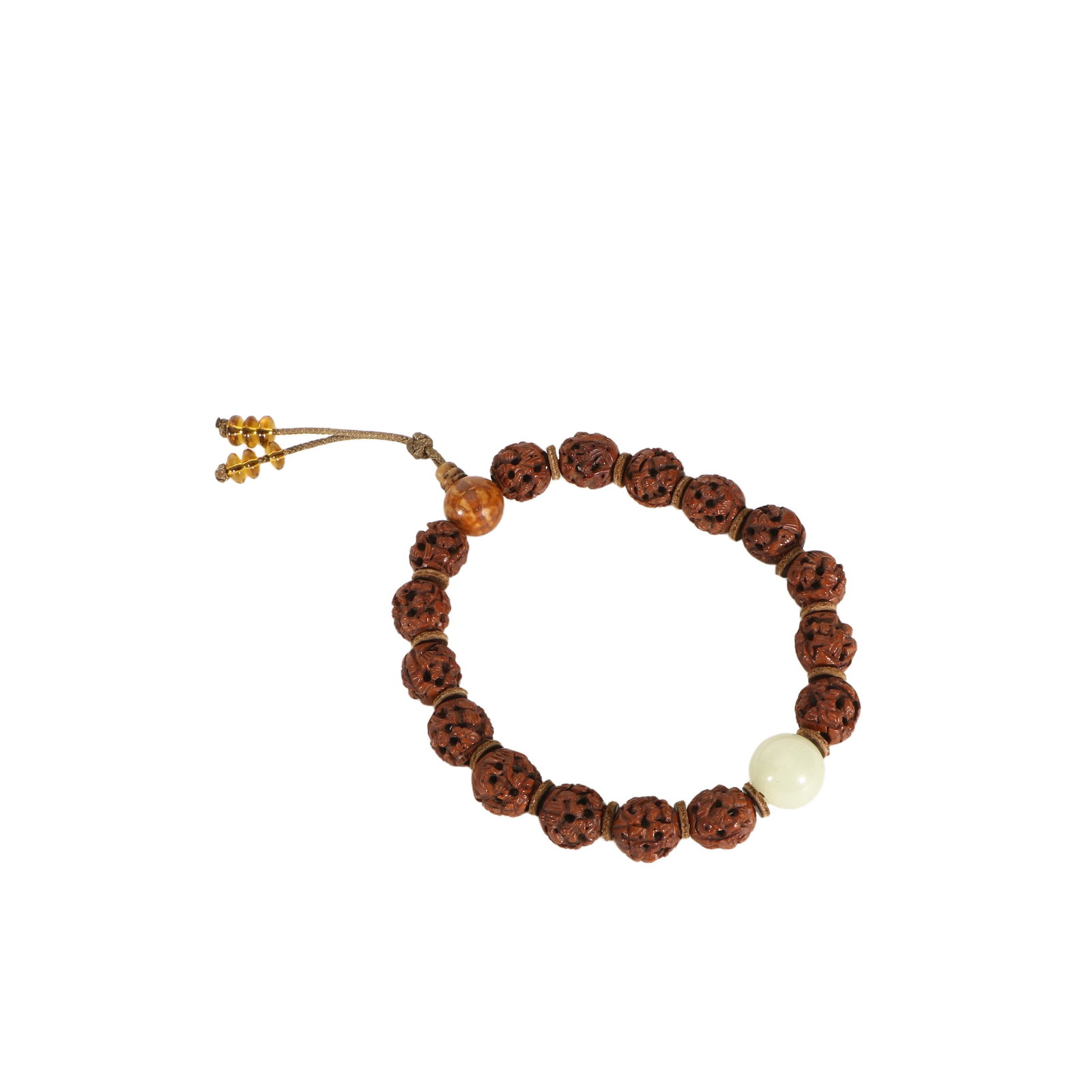 Carved Nut Bracelet: 1cm, in Dia.