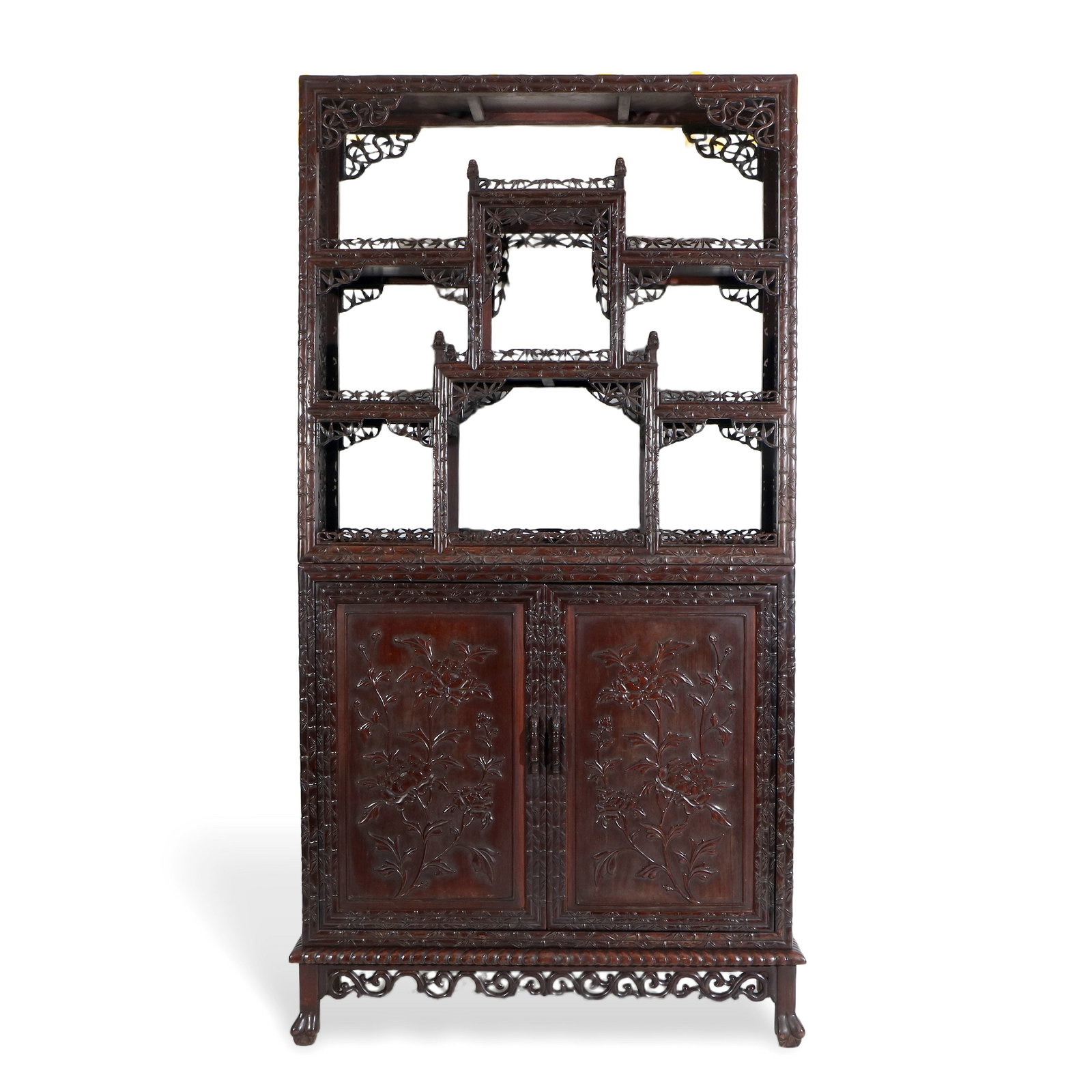 Rose-Wood Double Door Multi-furnishing Cabinet: H 195cm, L 115cm, W 34.5cm