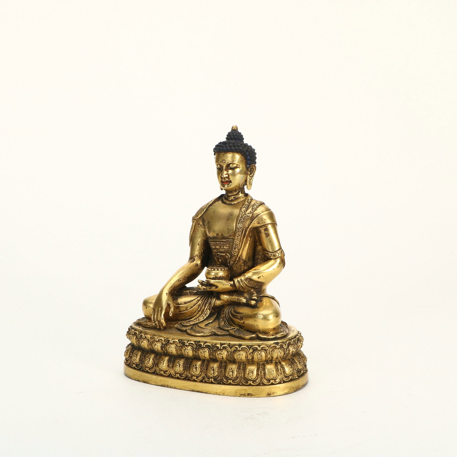 Gilt Bronze Seated Longevity Statue - 2