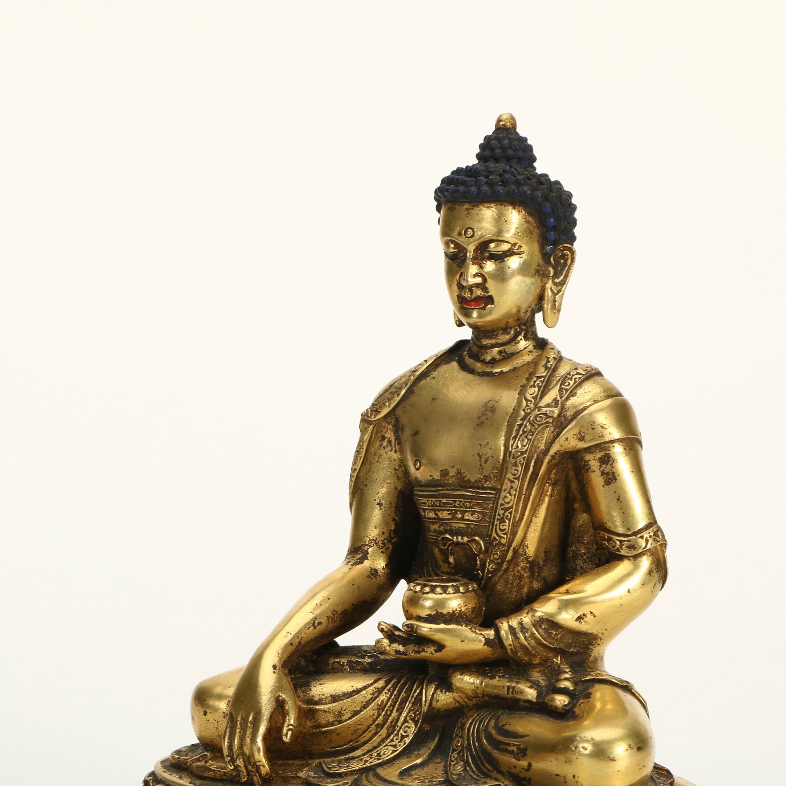 Gilt Bronze Seated Longevity Statue - 3