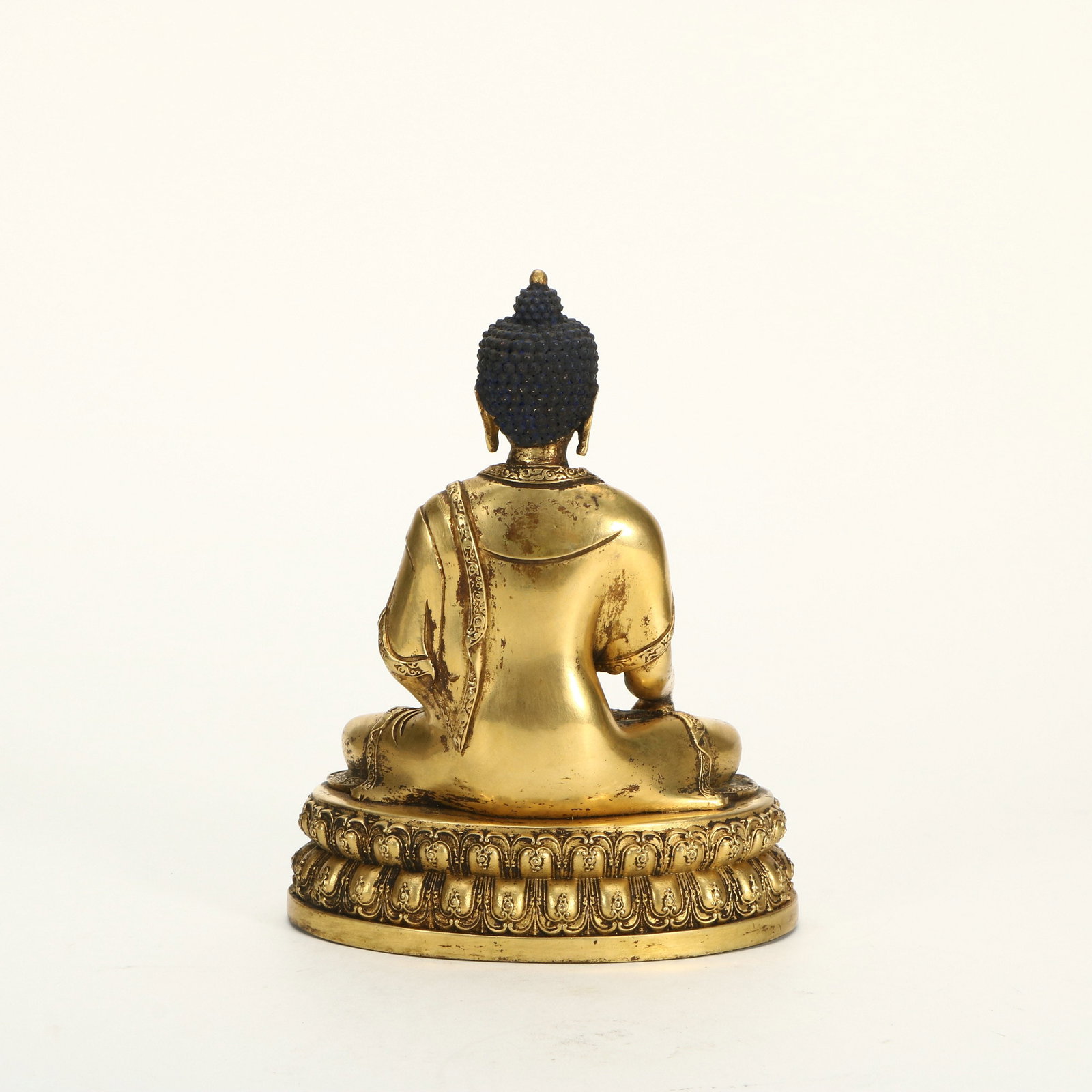 Gilt Bronze Seated Longevity Statue - 4