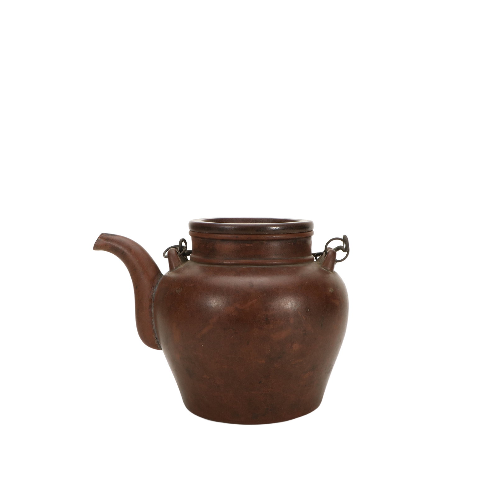 Zisha Teapot: H 15cm, L 21cm, Belly Dia. 15cm