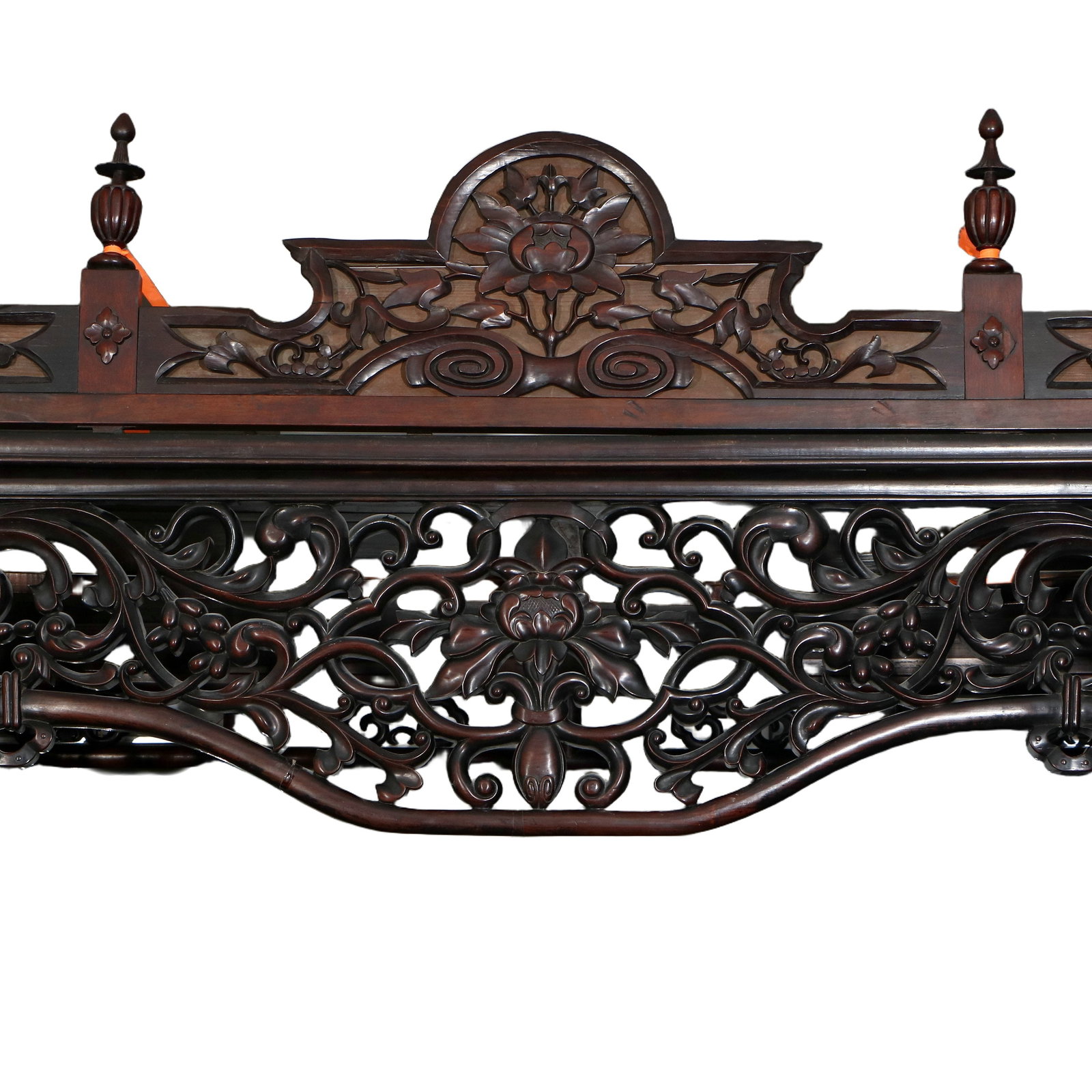 Zitan Wood Openwork Lotus Scroll Pattern Canopy Bed - 2
