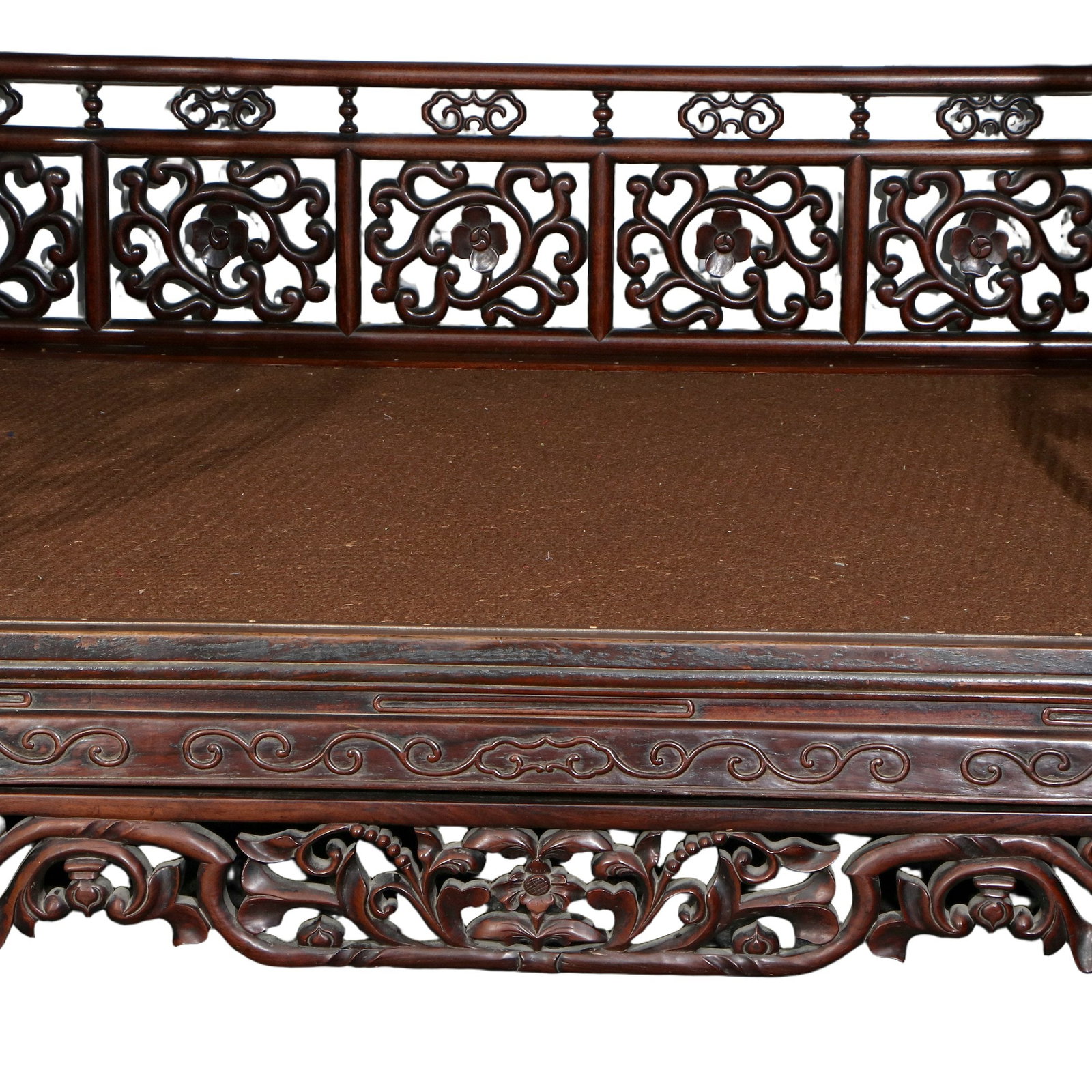 Zitan Wood Openwork Lotus Scroll Pattern Canopy Bed - 5