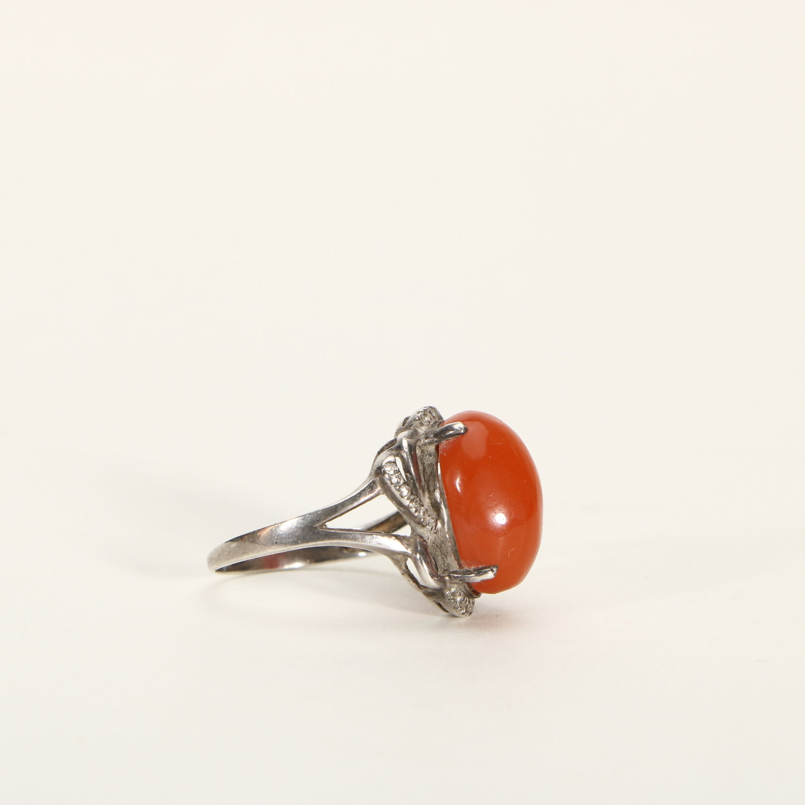 Silver-Mounted South Red Agate Ring - 2