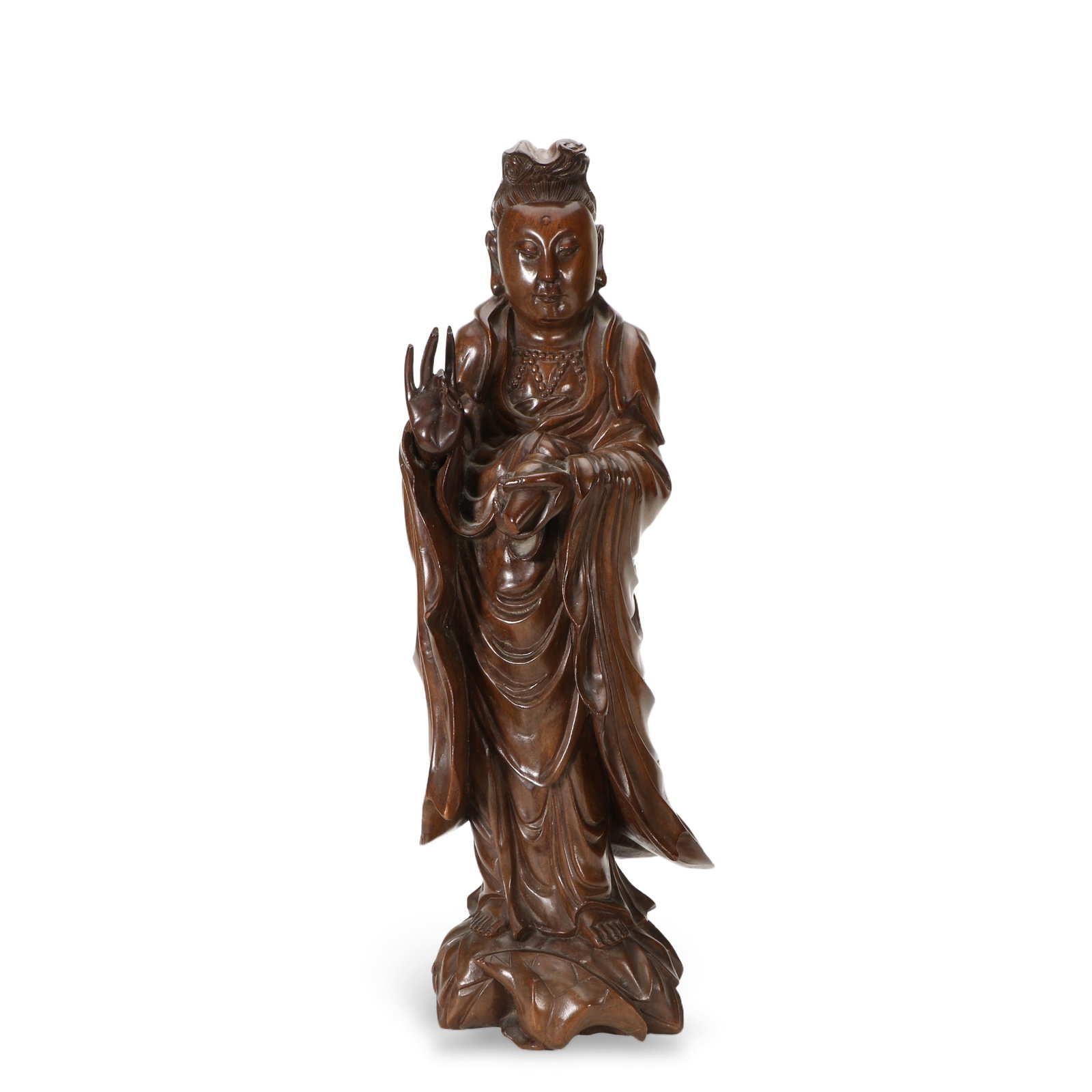 Wooden Guanyin Statue: 37cm, tall